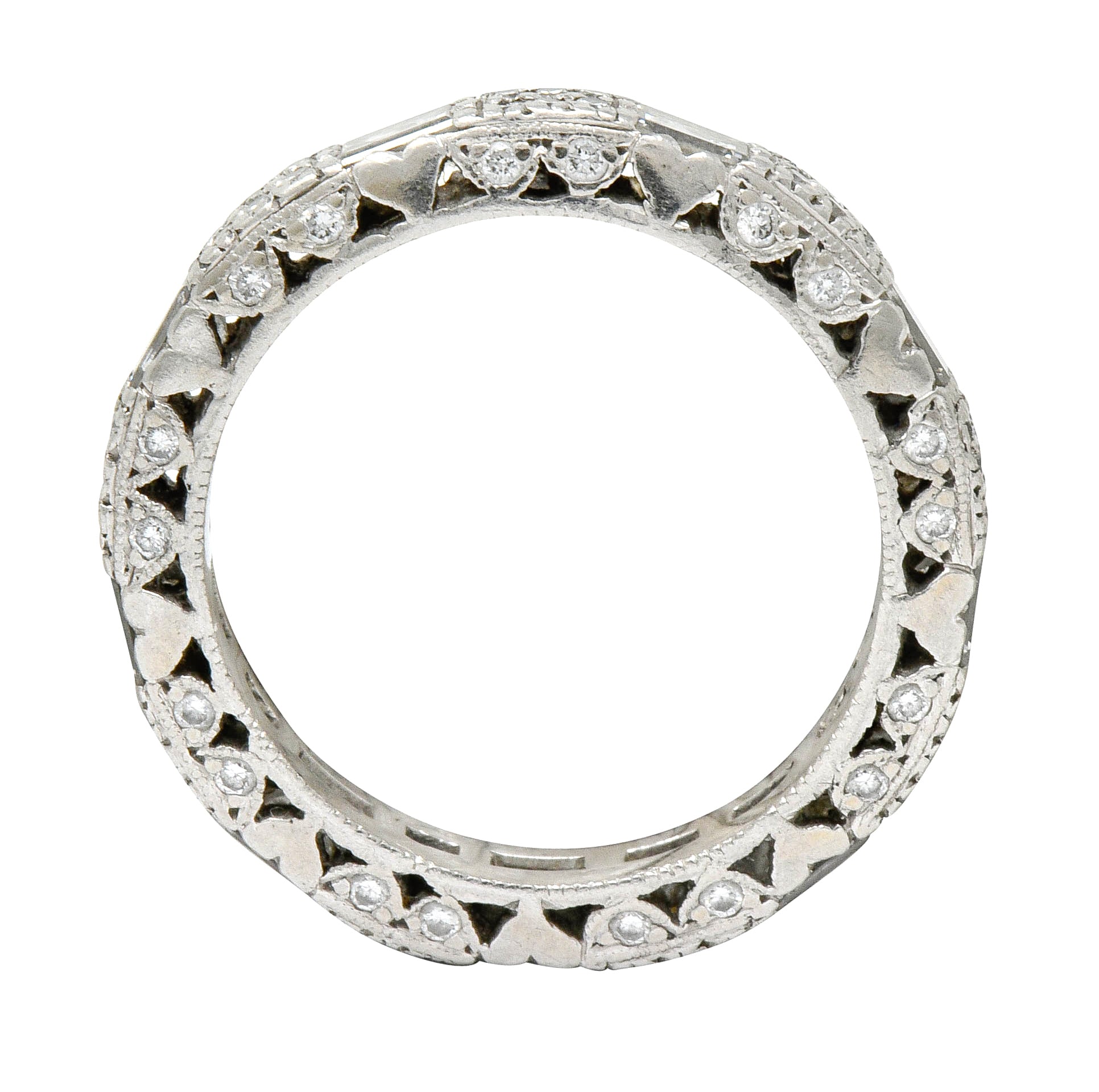 Tacori 1.45 CTW Diamond Platinum Pave Heart Eternity Stacking Band - Wilson's Estate Jewelry