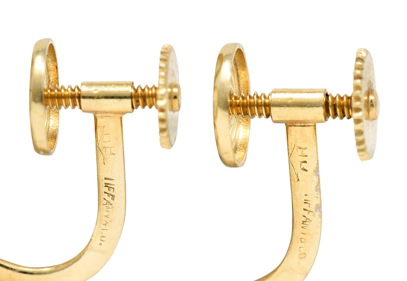 Tiffany & Co. Retro Sapphire Moonstone 14 Karat Gold Flower Screwback EarringsEarrings - Wilson's Estate Jewelry