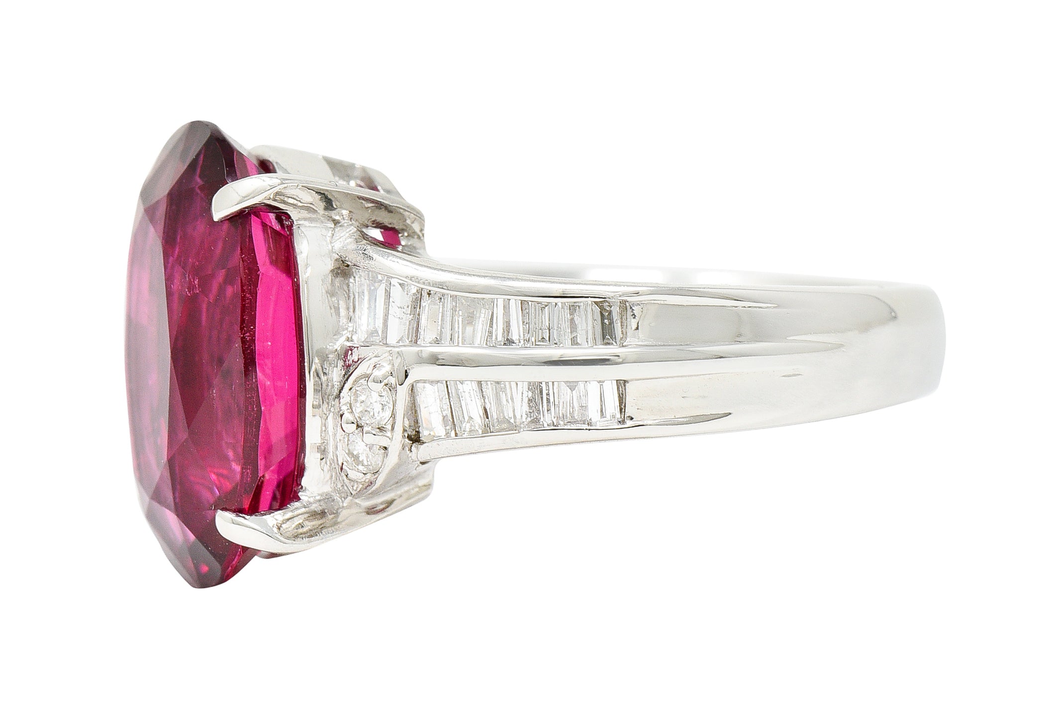 Contemporary 7.54 CTW Rubellite Tourmaline Diamond Platinum Cocktail RingRings - Wilson's Estate Jewelry