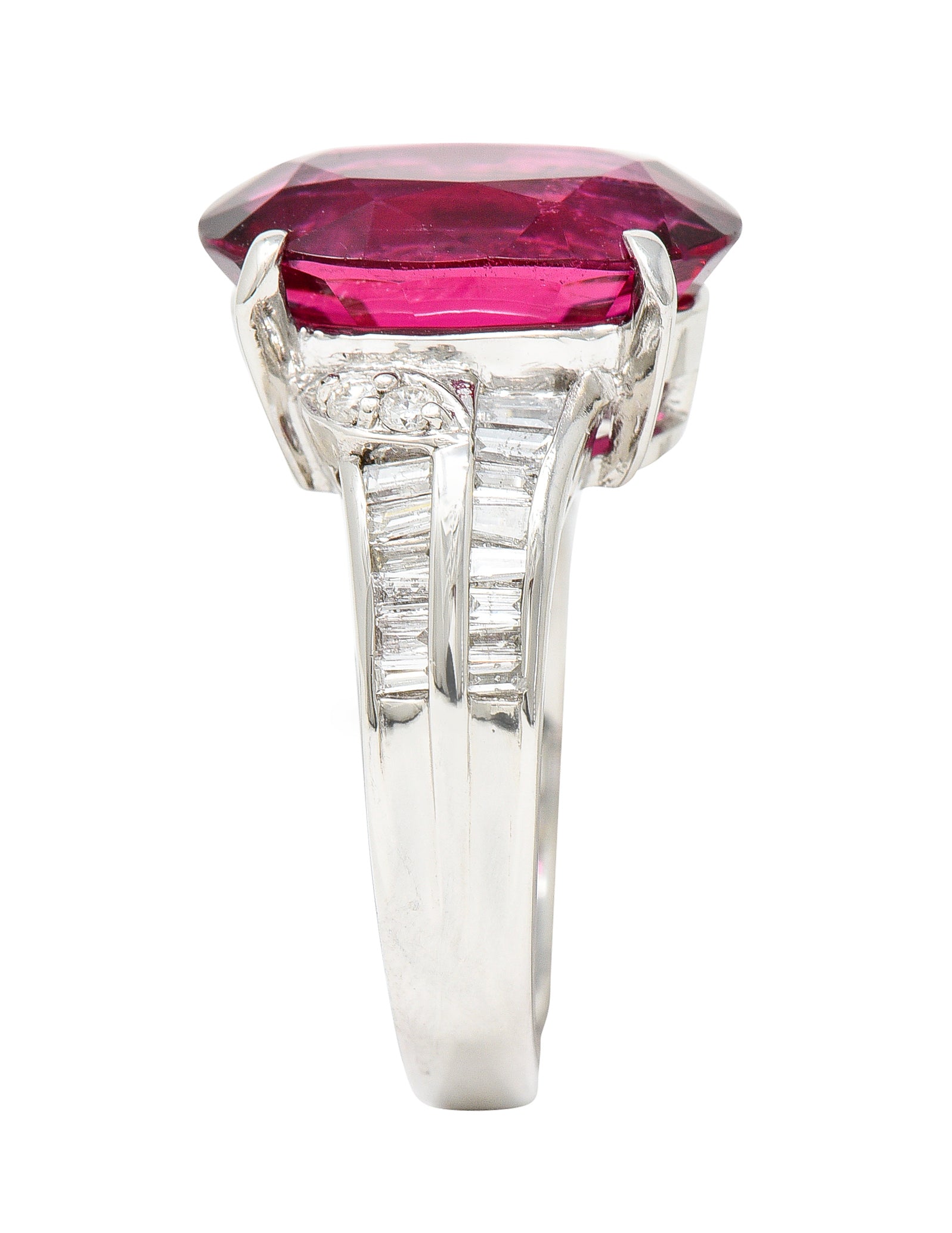 Contemporary 7.54 CTW Rubellite Tourmaline Diamond Platinum Cocktail RingRings - Wilson's Estate Jewelry