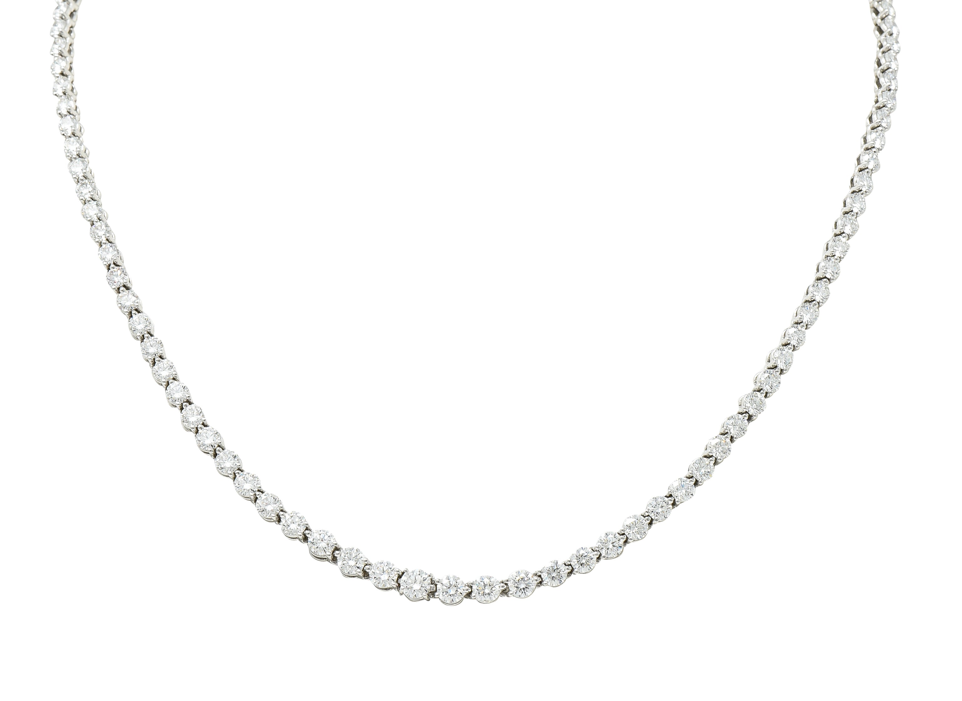 Tiffany & Co. Diamond Platinum Floral Victoria Graduated Line Riviera Necklace Wilson's Estate Jewelry