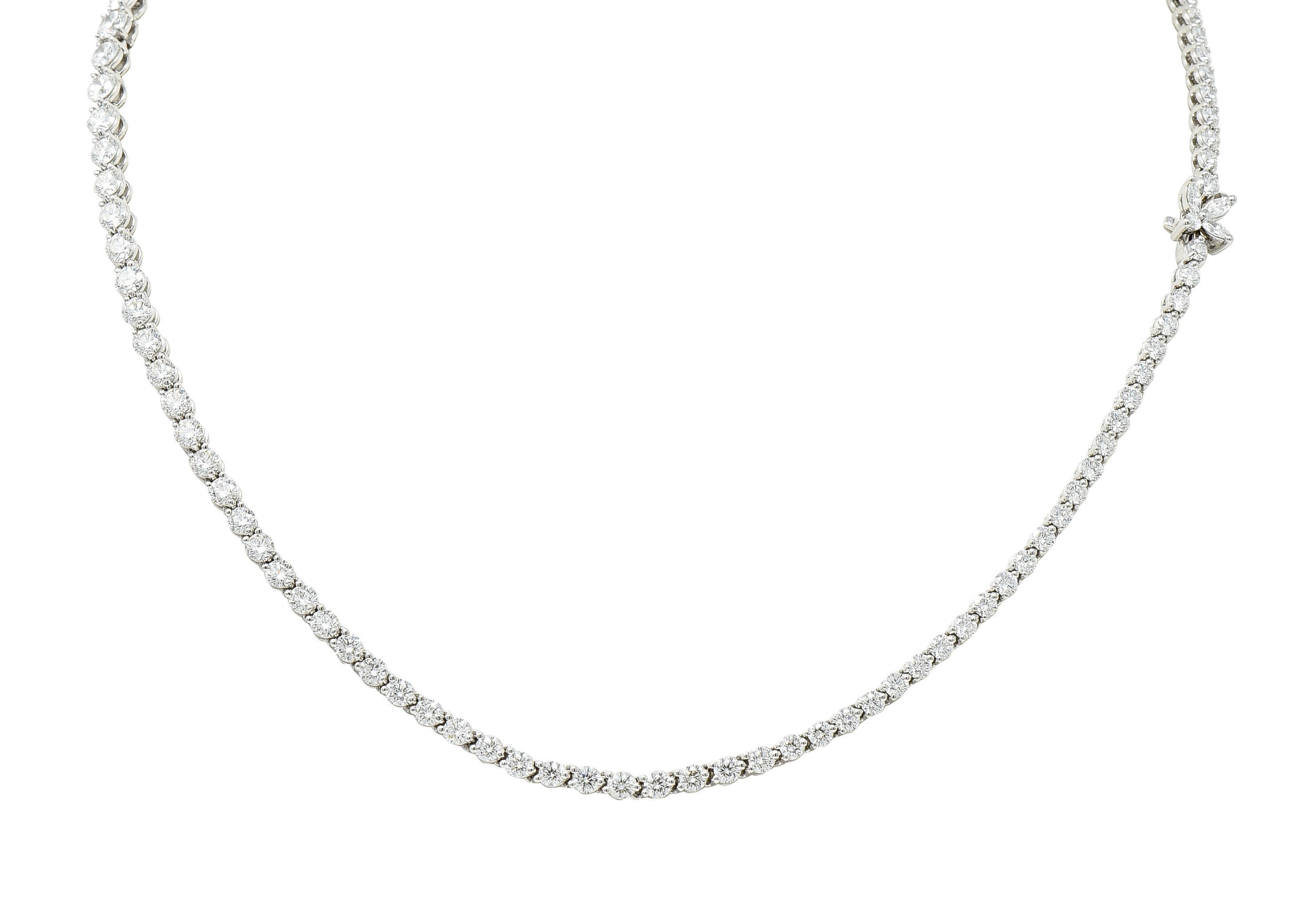 Tiffany & Co. Diamond Platinum Floral Victoria Graduated Line Riviera Necklace Wilson's Estate Jewelry