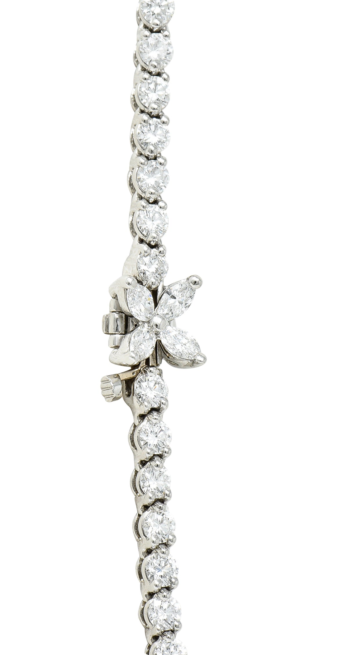 Tiffany & Co. Diamond Platinum Floral Victoria Graduated Line Riviera Necklace Wilson's Estate Jewelry