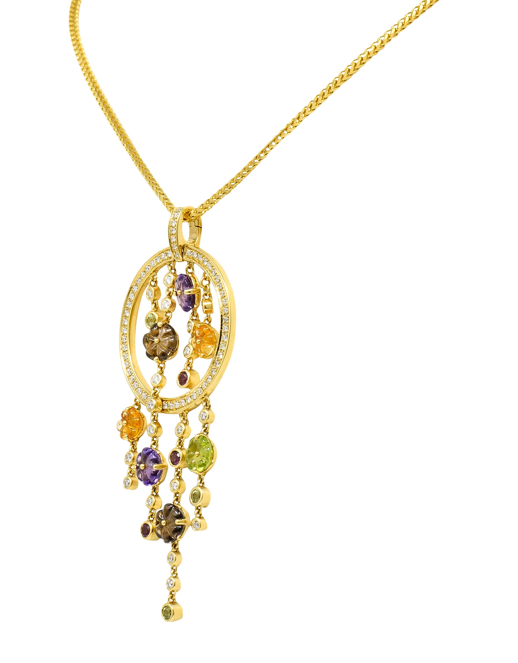 Di Modolo Italian 0.85 CTW Diamond 18 Karat Gold Tempia Floral Enhancer Pendant NecklaceNecklaces - Wilson's Estate Jewelry