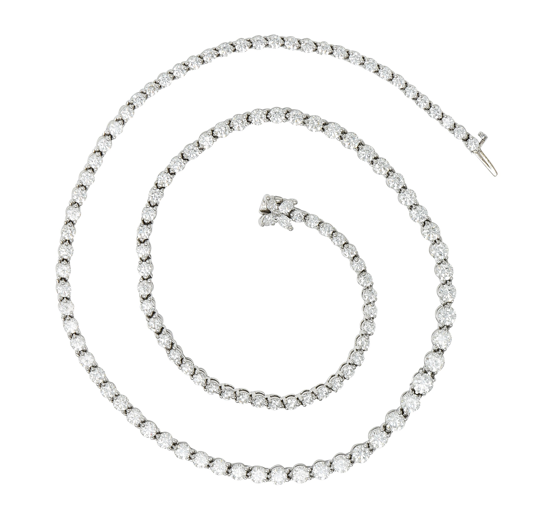 Tiffany & Co. Diamond Platinum Floral Victoria Graduated Line Riviera Necklace Wilson's Estate Jewelry