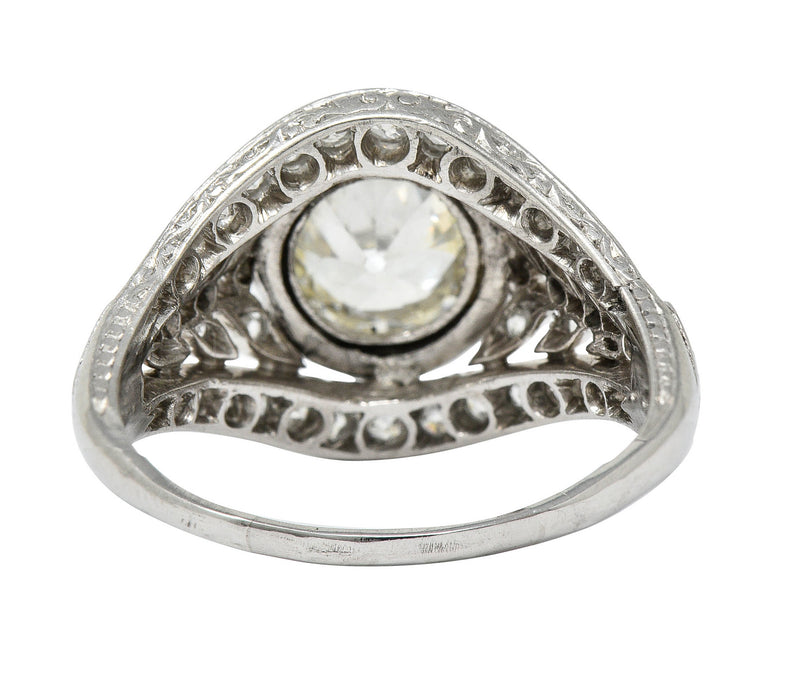 1920's Early Art Deco 2.12 CTW Diamond Platinum Laurel Band Ring GIARing - Wilson's Estate Jewelry