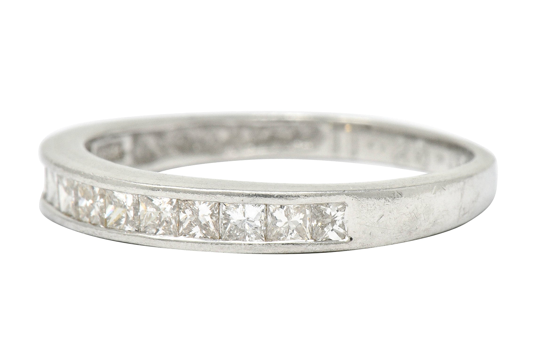 Contemporary Diamond Platinum Channel Anniversary Band Ring - Wilson's Estate Jewelry