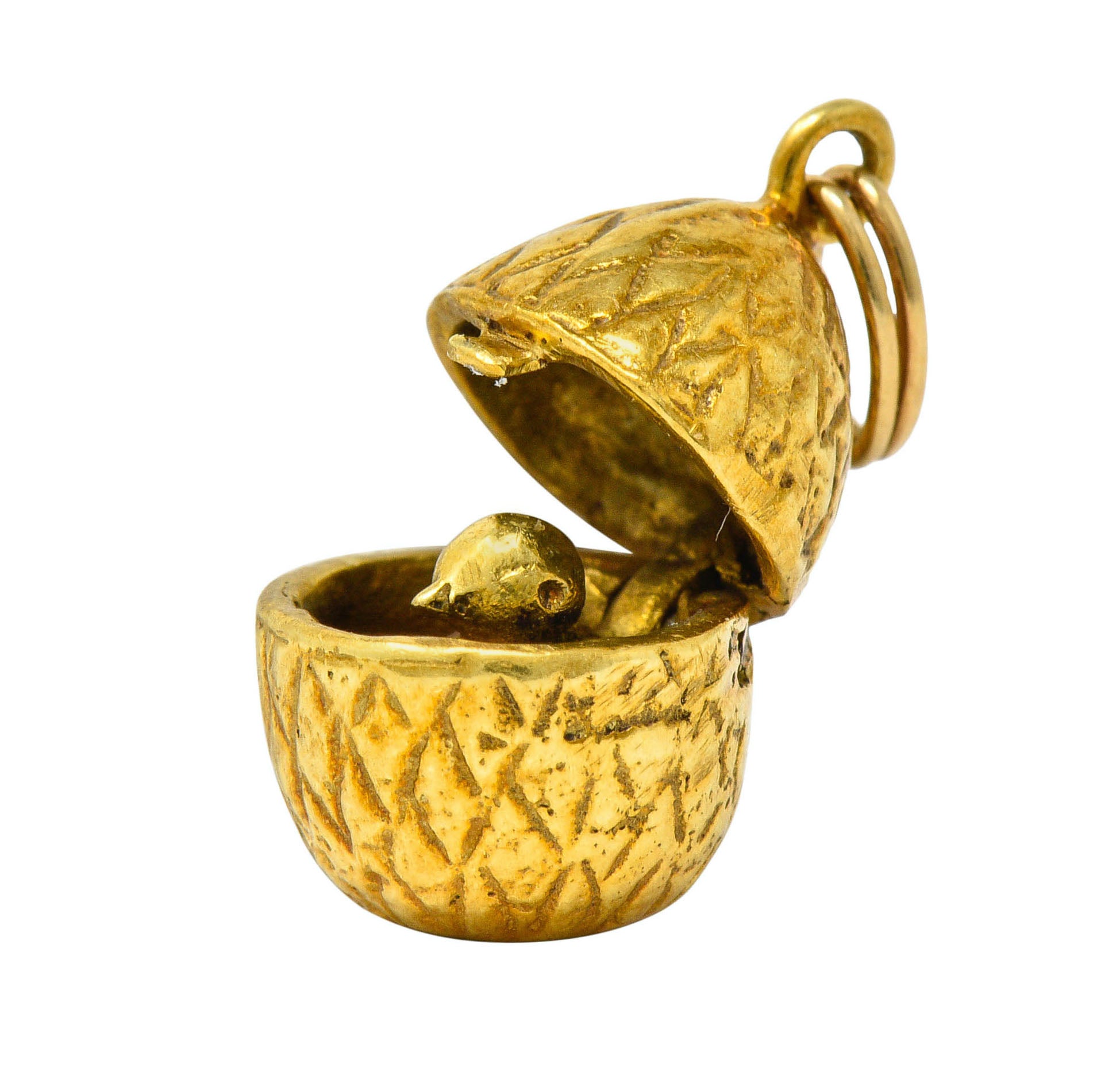 Retro 14 Karat Gold Chick In Egg Charmcharm - Wilson's Estate Jewelry