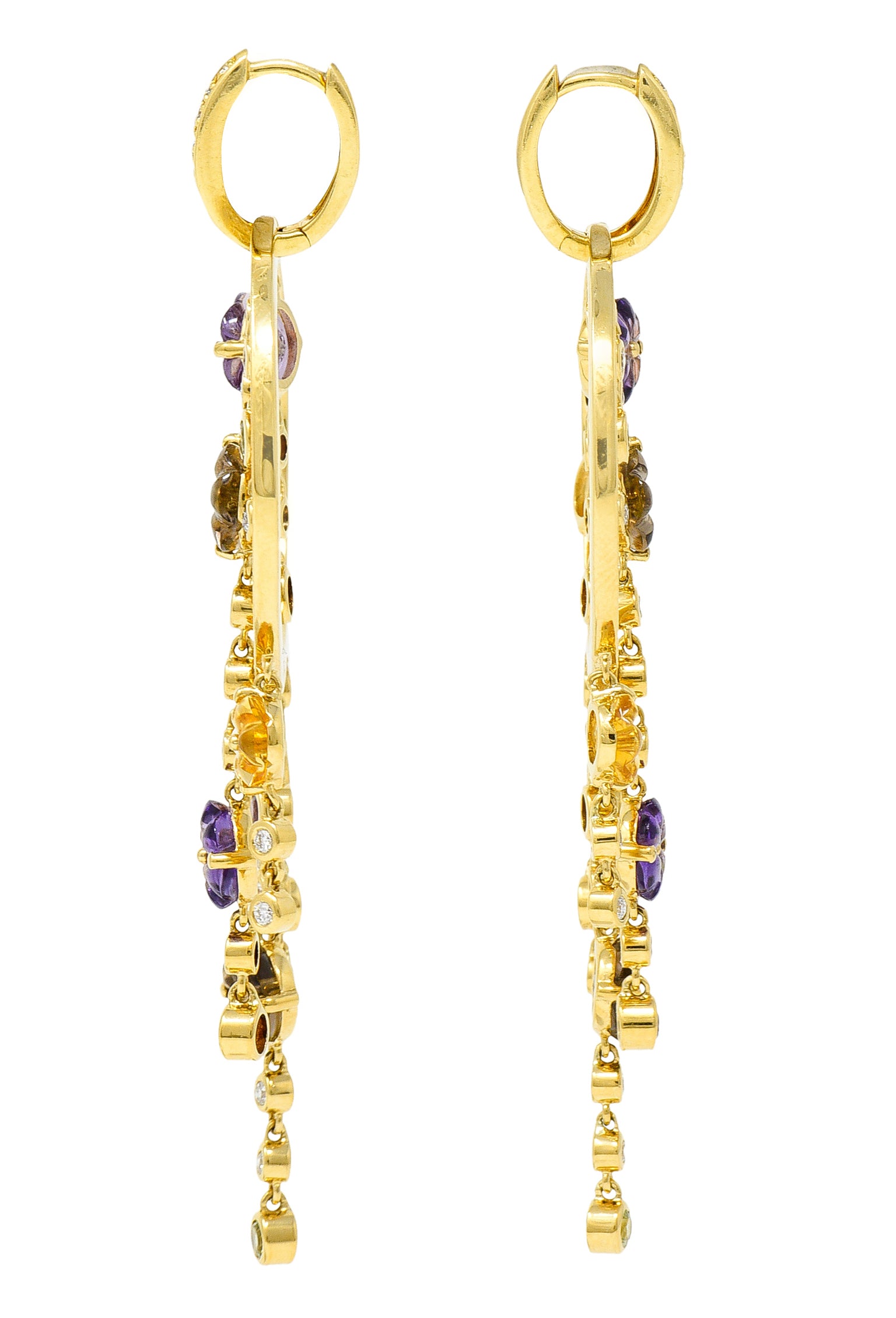 Di Modolo Italian 1.70 CTW Diamond 18 Karat Gold Tempia Floral Drop EarringsEarrings - Wilson's Estate Jewelry