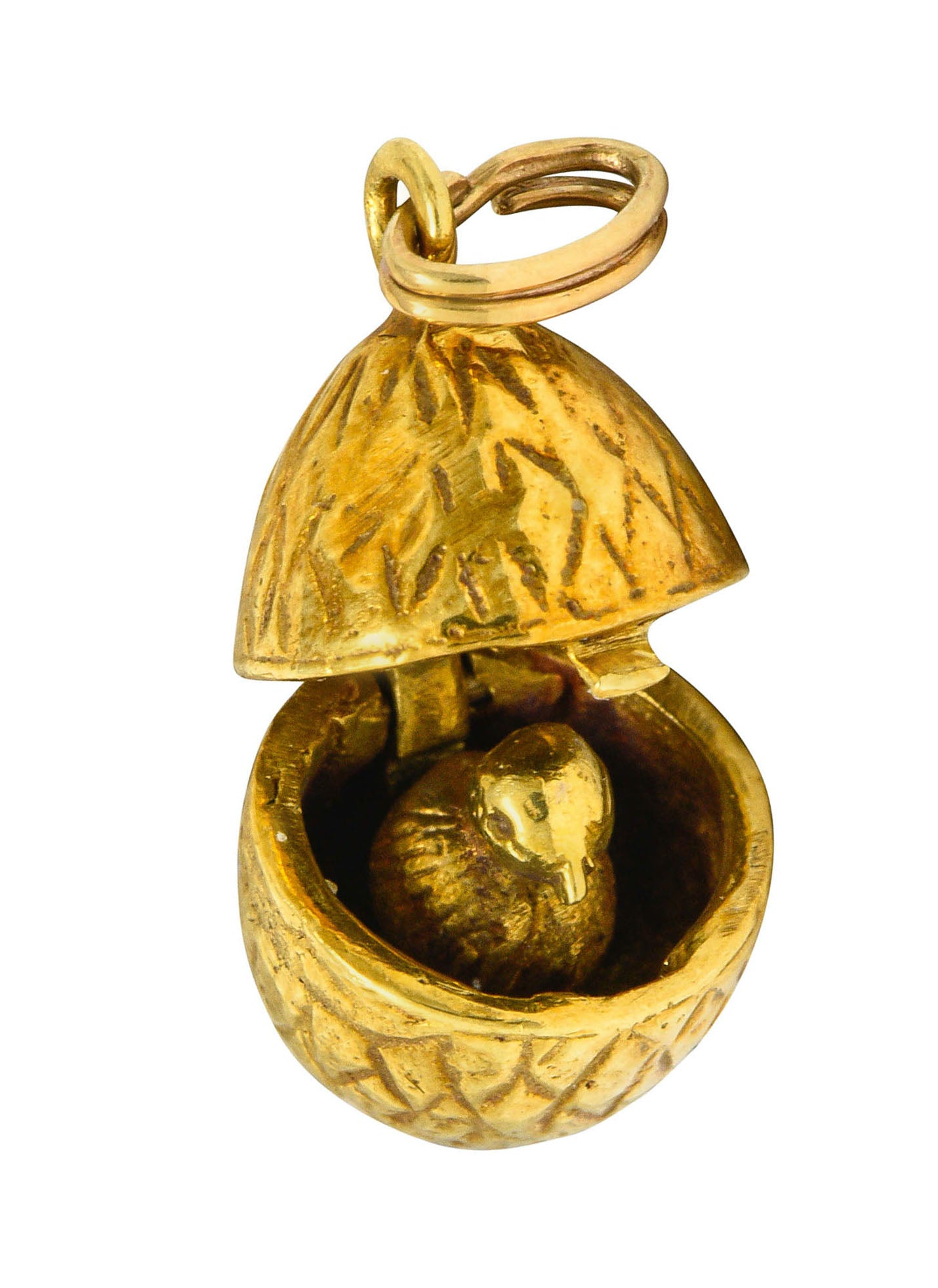 Retro 14 Karat Gold Chick In Egg Charmcharm - Wilson's Estate Jewelry