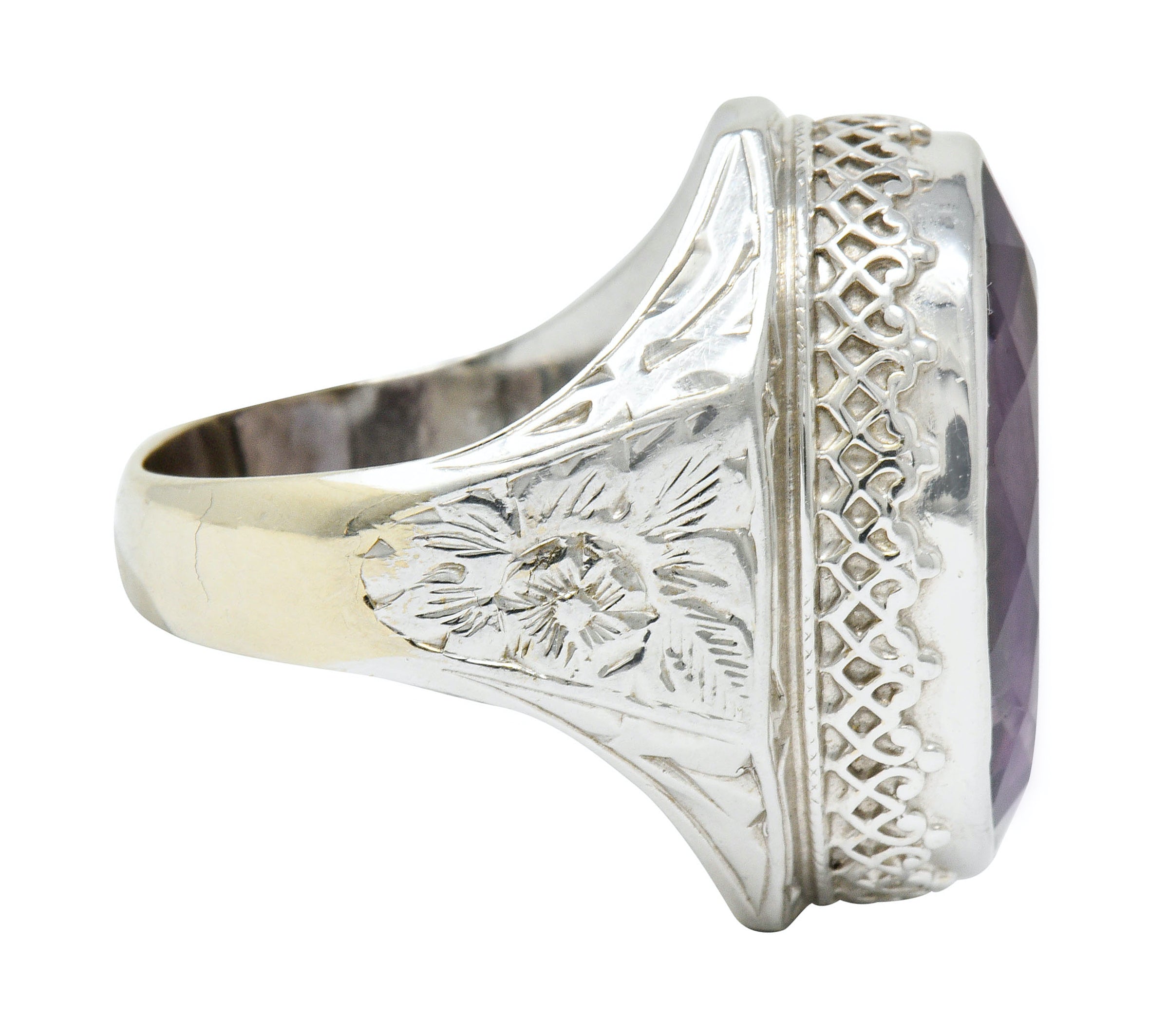 1930's Art Deco Amethyst 14 Karat White Gold Statement RingRing - Wilson's Estate Jewelry