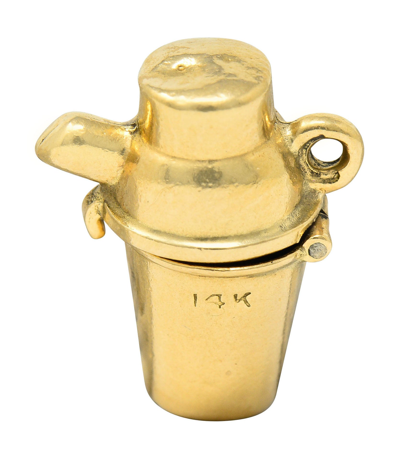 Retro 14 Karat Gold Devil Martini Shaker Charmcharm - Wilson's Estate Jewelry