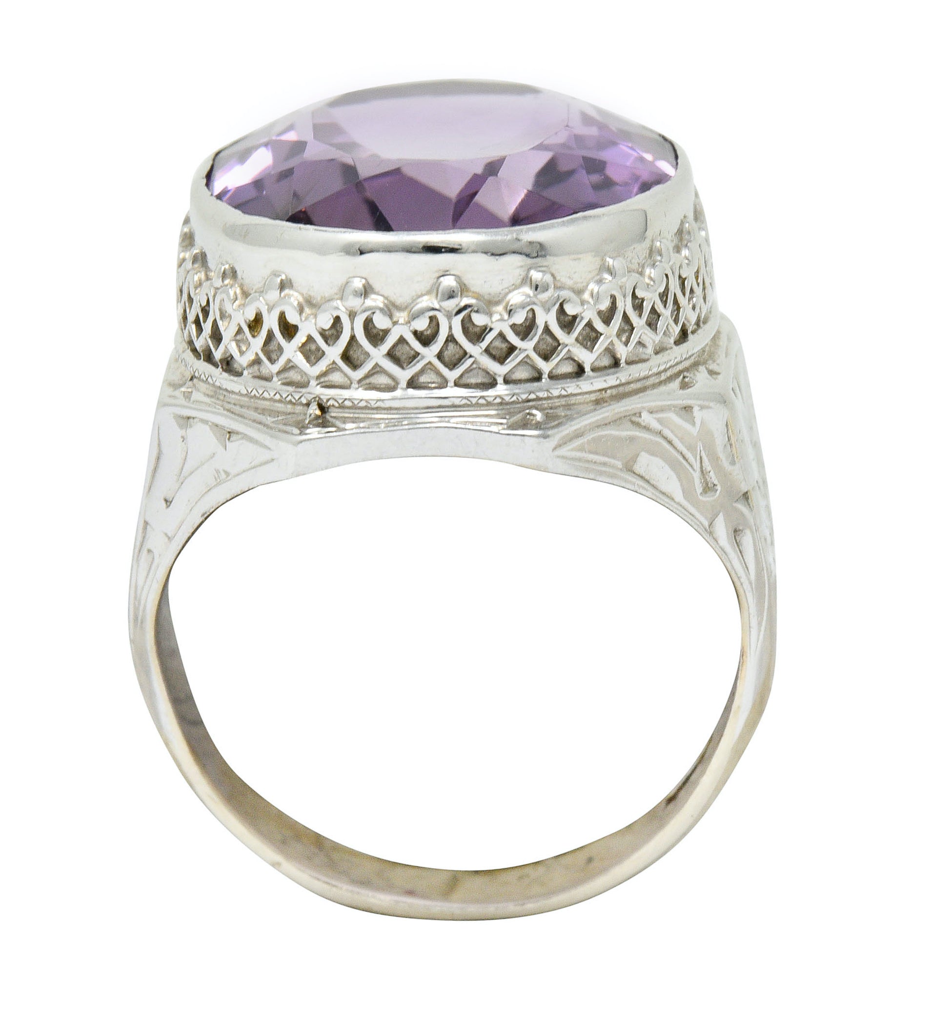 1930's Art Deco Amethyst 14 Karat White Gold Statement RingRing - Wilson's Estate Jewelry