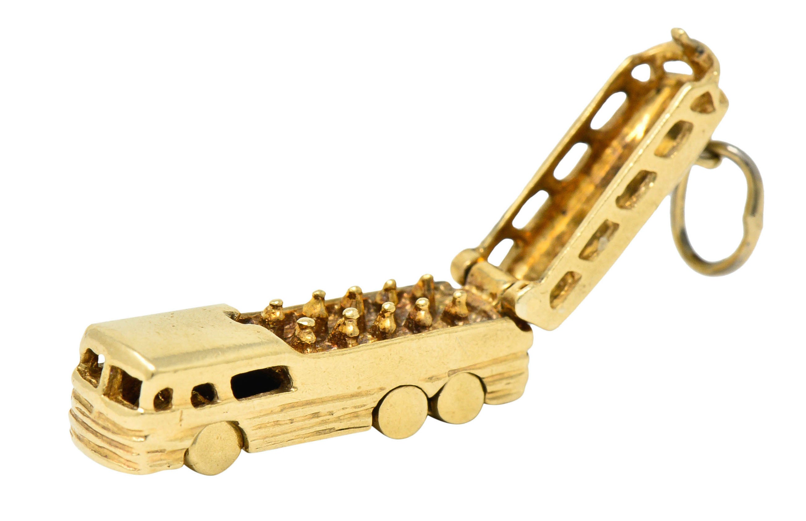 Retro 14 Karat Gold Articulated Scenicruiser Greyhound Bus Charmcharm - Wilson's Estate Jewelry