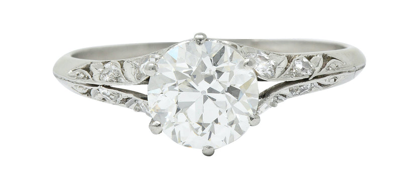 Early Art Deco 1.58 CTW Diamond Platinum Lotus Engagement RingRing - Wilson's Estate Jewelry