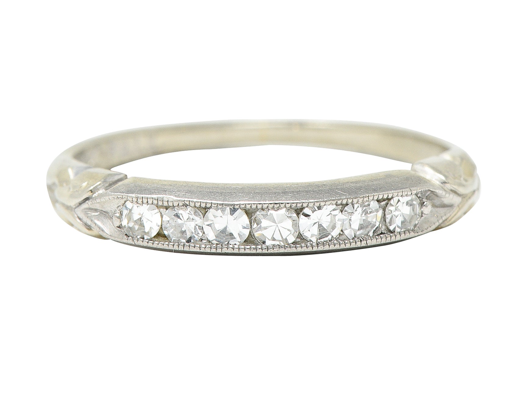 Abel Bros Art Deco 0.25 CTW Single Cut Diamond Platinum-Topped 18 Karat White Gold Band Ring Wilson's Estate Jewelry