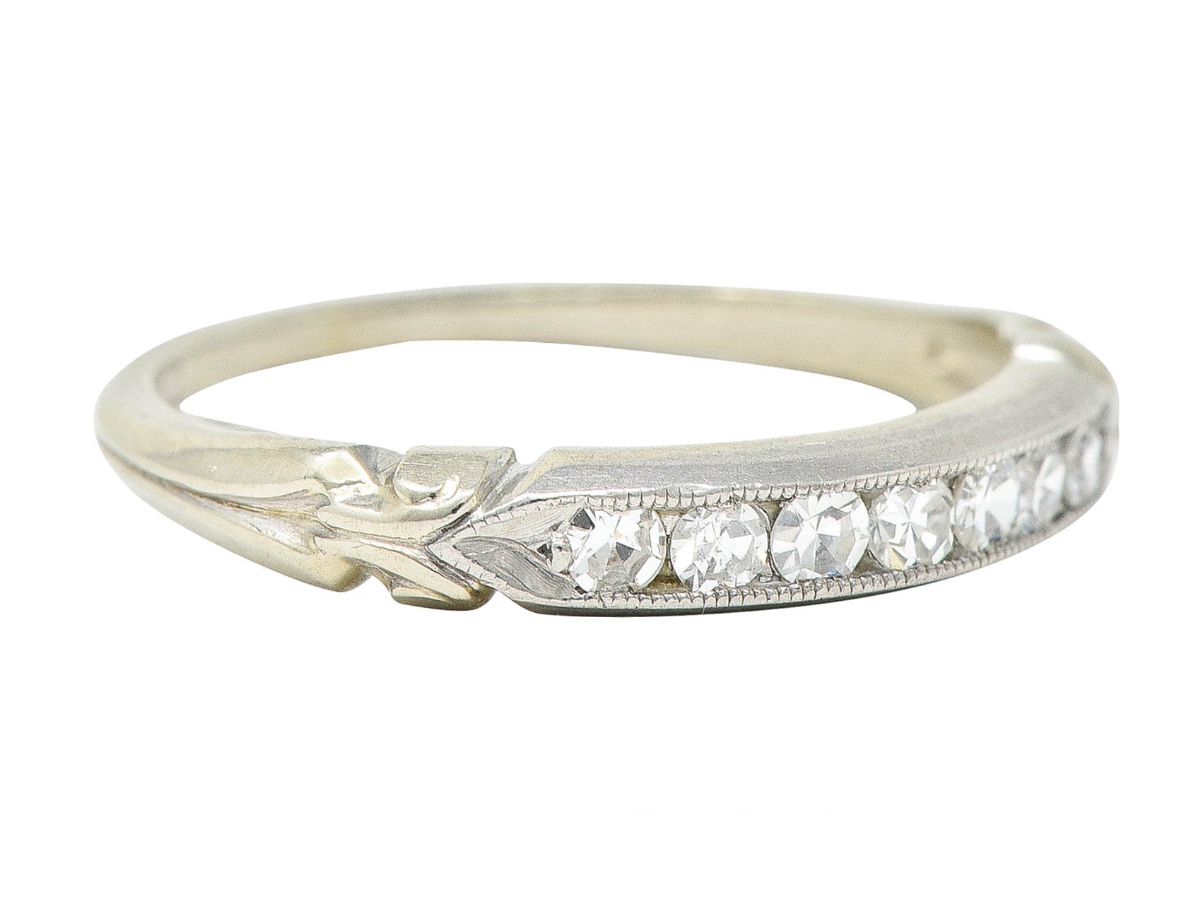 Abel Bros Art Deco 0.25 CTW Single Cut Diamond Platinum-Topped 18 Karat White Gold Band Ring Wilson's Estate Jewelry