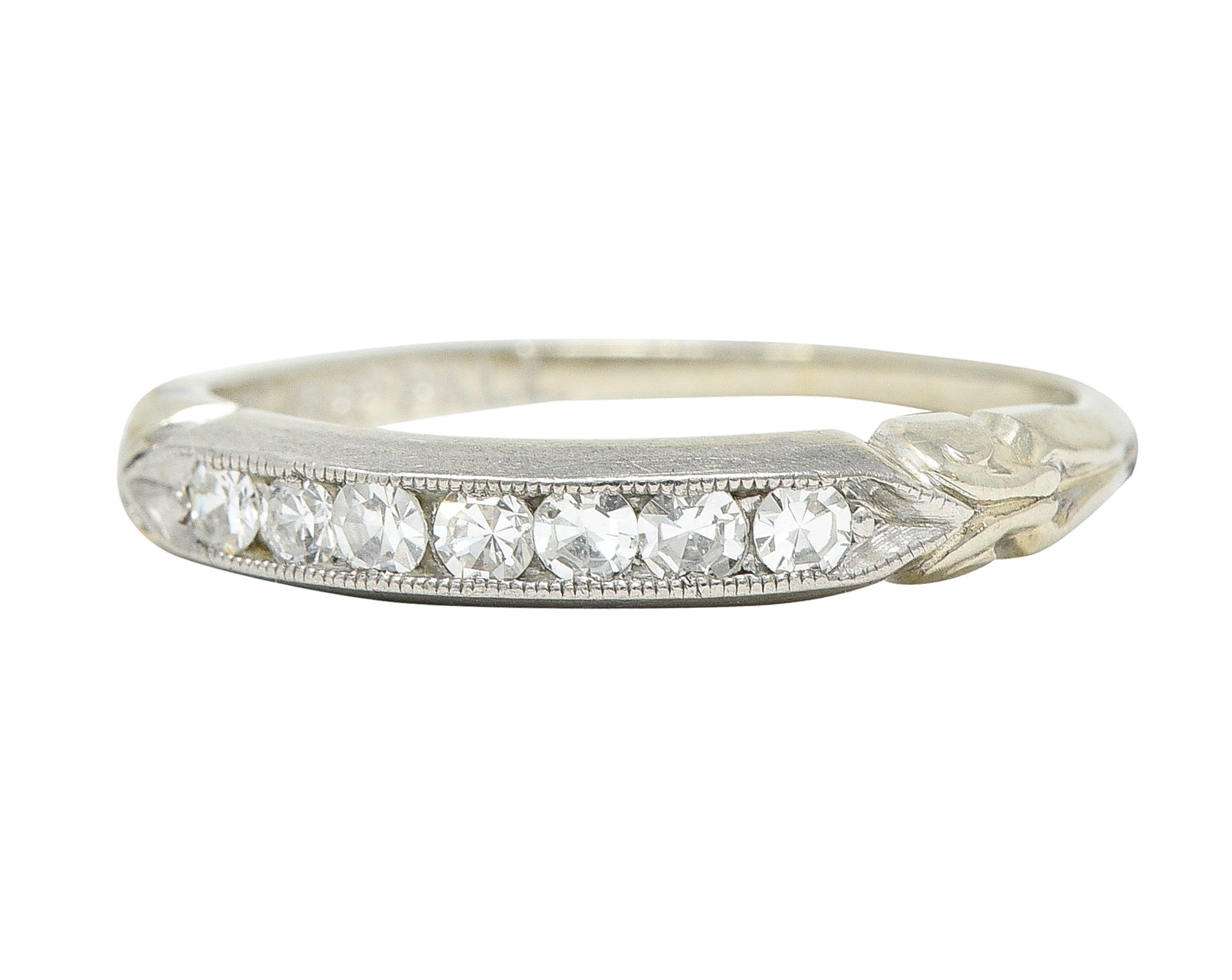 Abel Bros Art Deco 0.25 CTW Single Cut Diamond Platinum-Topped 18 Karat White Gold Band Ring Wilson's Estate Jewelry