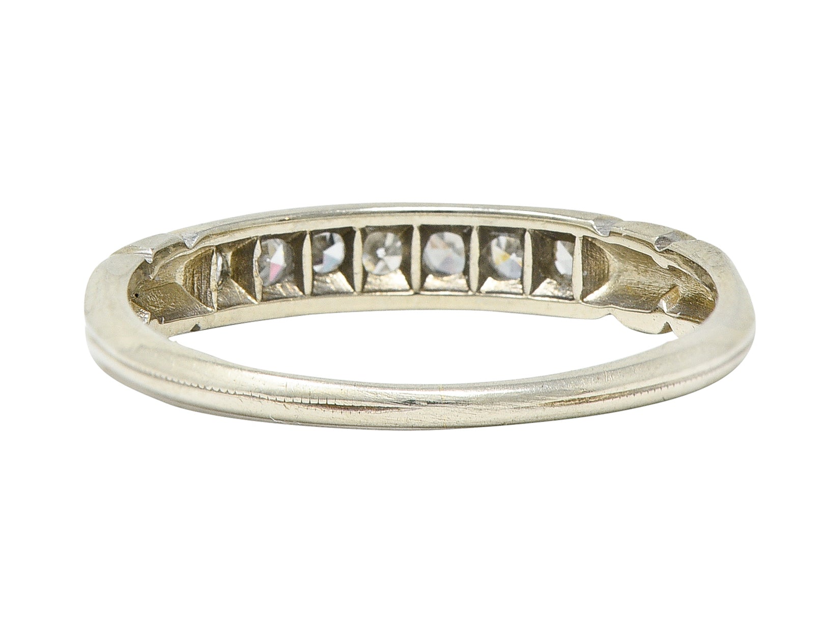 Abel Bros Art Deco 0.25 CTW Single Cut Diamond Platinum-Topped 18 Karat White Gold Band Ring Wilson's Estate Jewelry