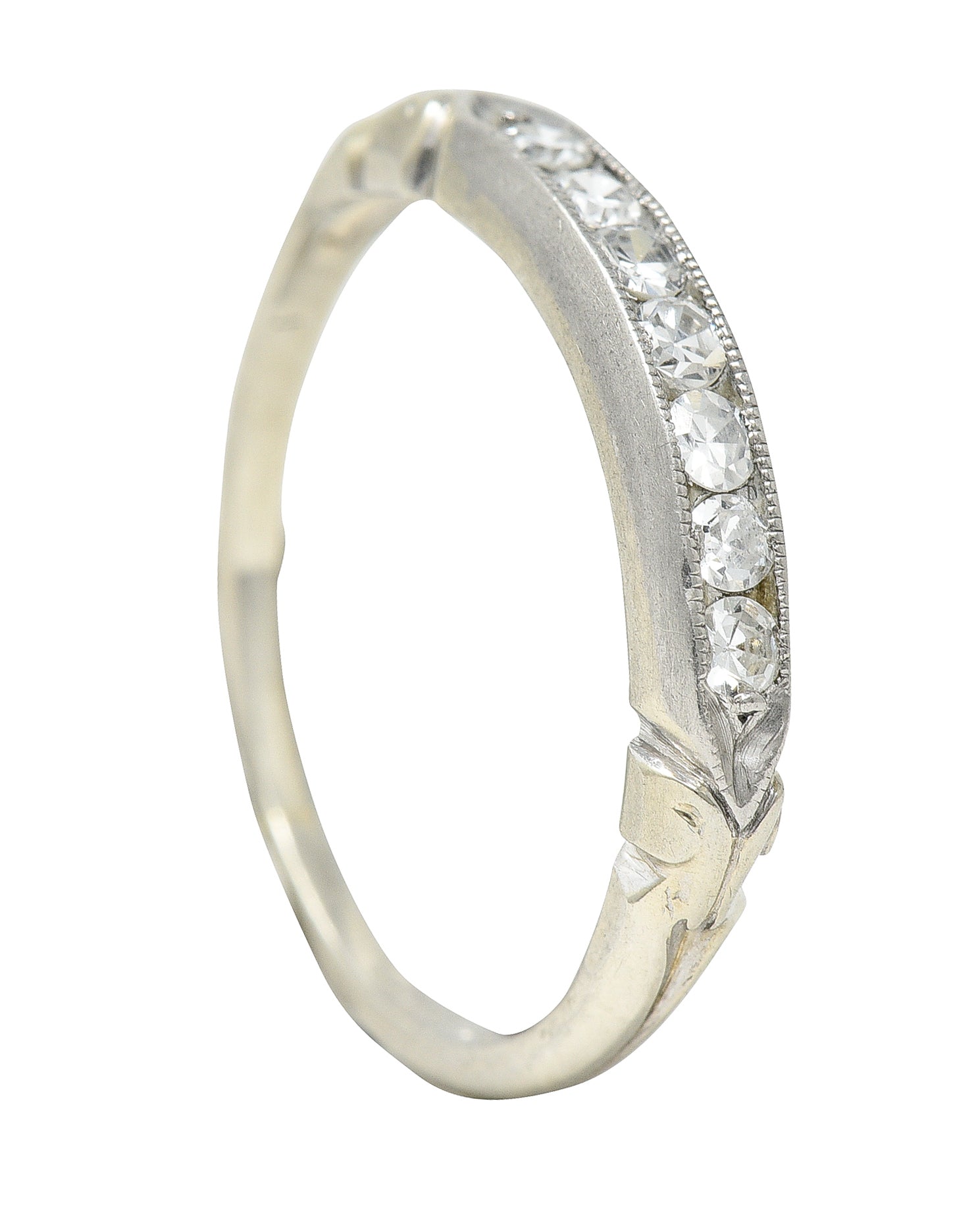 Abel Bros Art Deco 0.25 CTW Single Cut Diamond Platinum-Topped 18 Karat White Gold Band Ring Wilson's Estate Jewelry