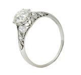 Early Art Deco 1.58 CTW Diamond Platinum Lotus Engagement RingRing - Wilson's Estate Jewelry