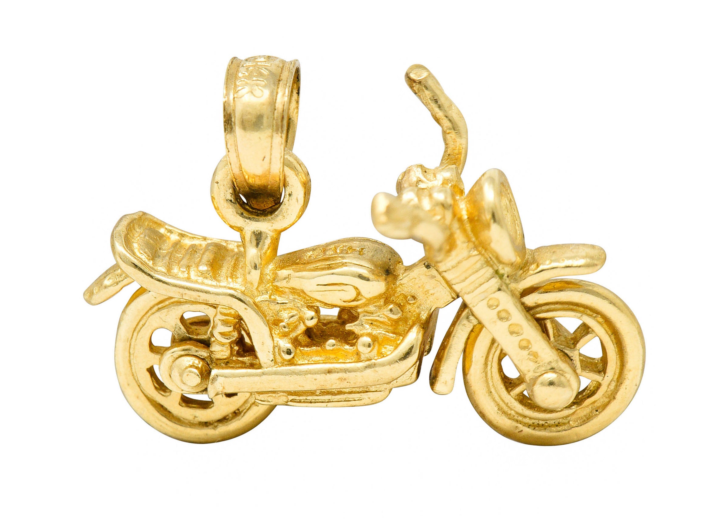 Retro 14 Karat Gold Articulated Motorcycle Charmcharm - Wilson's Estate Jewelry