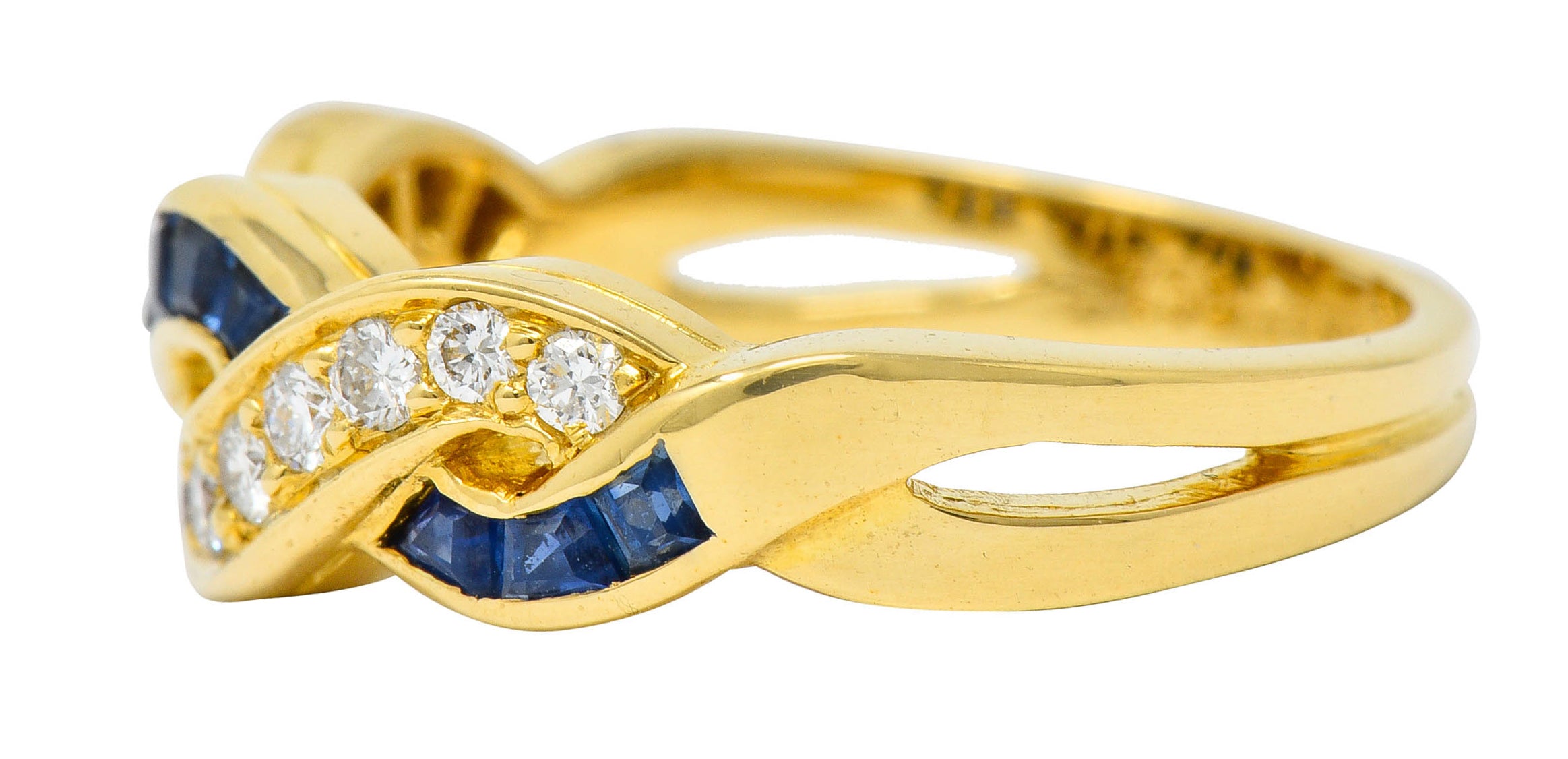 Tiffany & Co. Sapphire Diamond 18 Karat Gold Interlaced Band RingRing - Wilson's Estate Jewelry