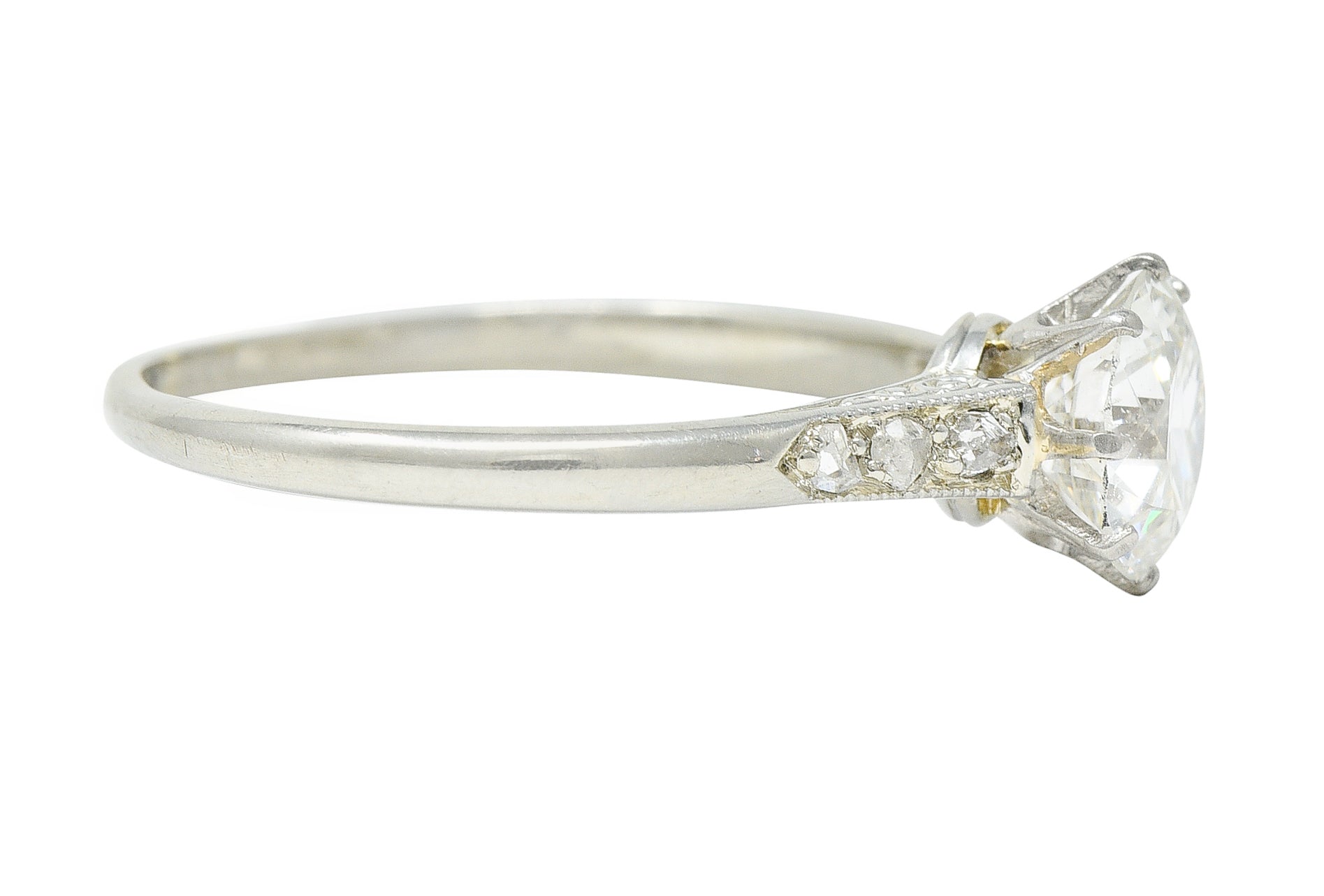 Edwardian 1.10 CTW Diamond Platinum Solitaire Engagement RingRing - Wilson's Estate Jewelry