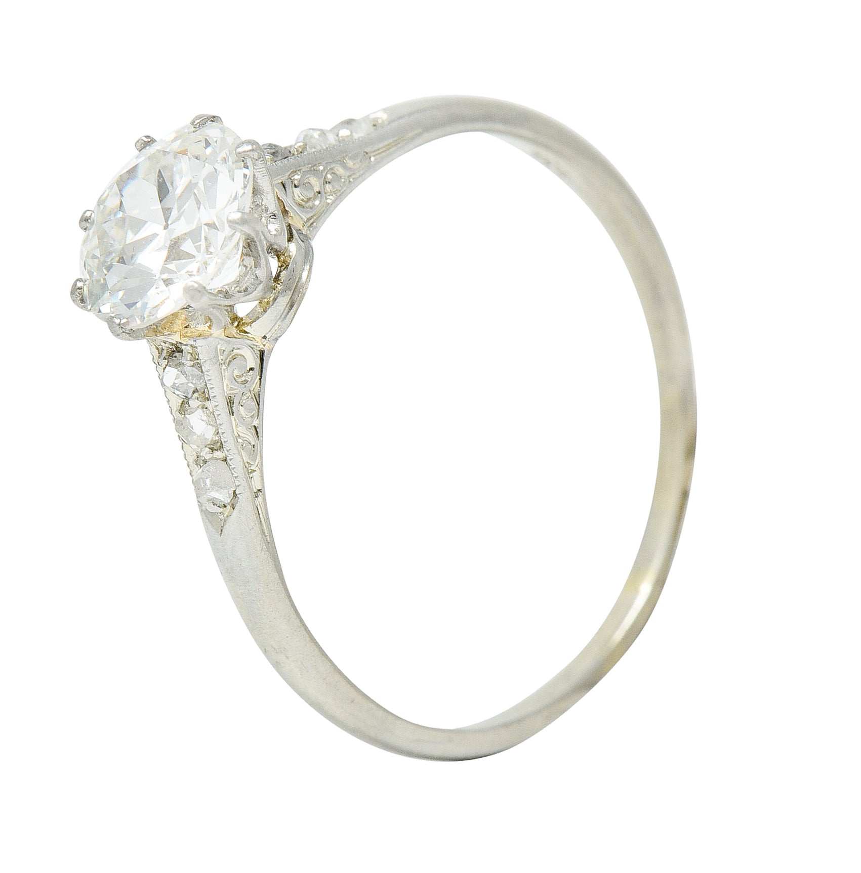 Edwardian 1.10 CTW Diamond Platinum Solitaire Engagement RingRing - Wilson's Estate Jewelry