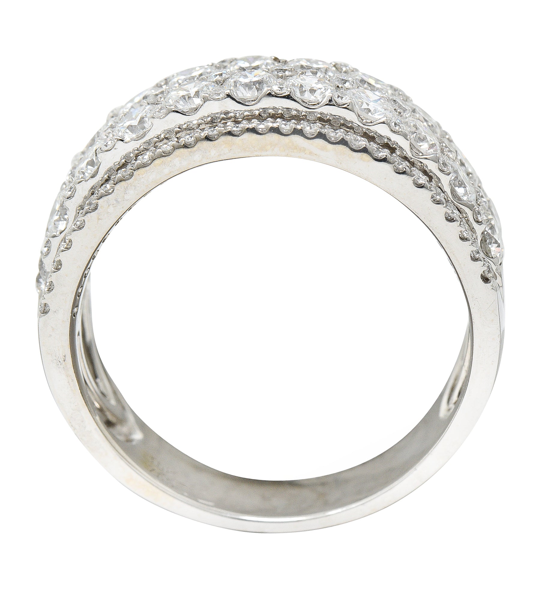 Contemporary 2.50 CTW Diamond 18 Karat White Gold Unisex Band RingRing - Wilson's Estate Jewelry