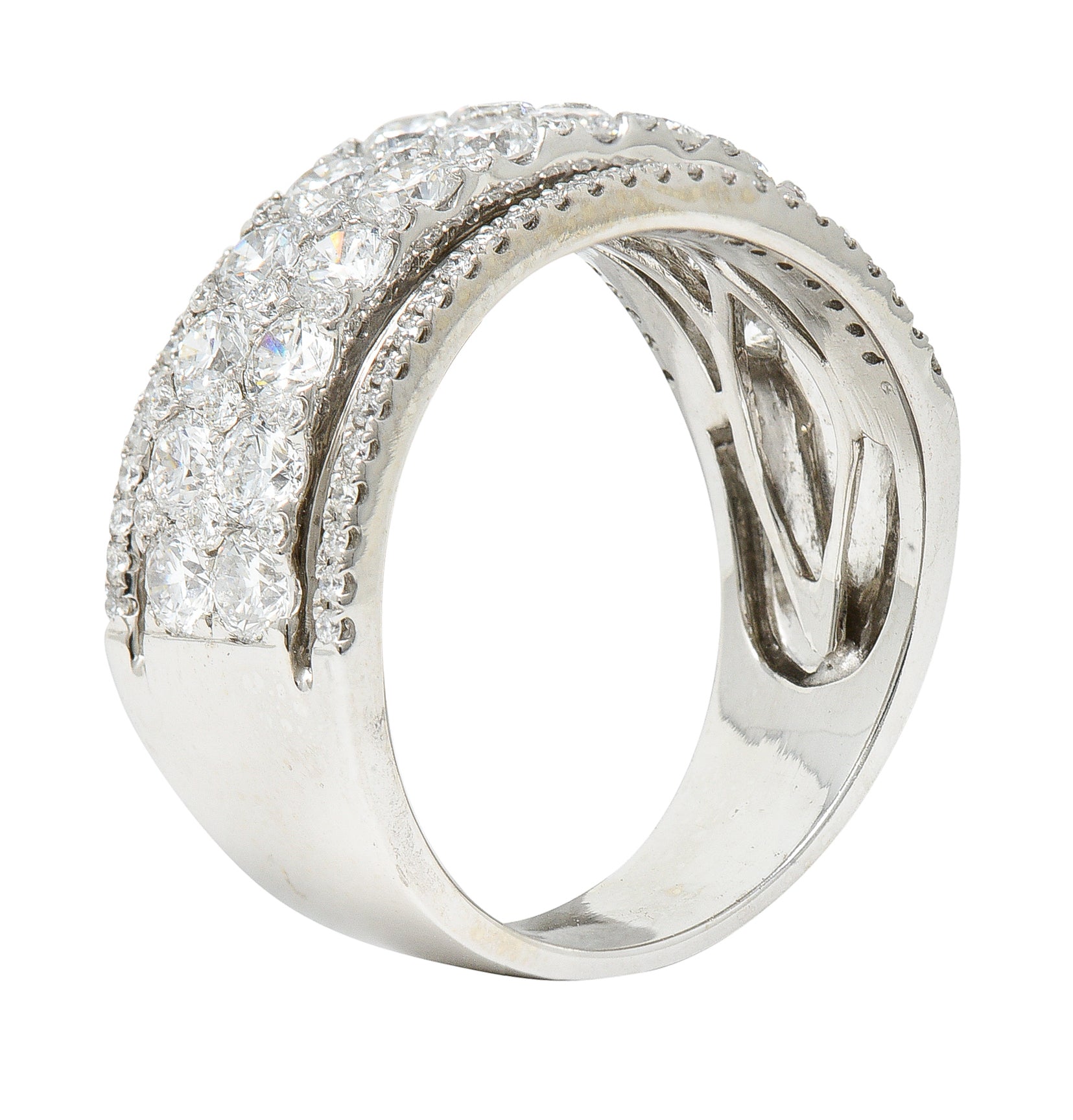 Contemporary 2.50 CTW Diamond 18 Karat White Gold Unisex Band RingRing - Wilson's Estate Jewelry