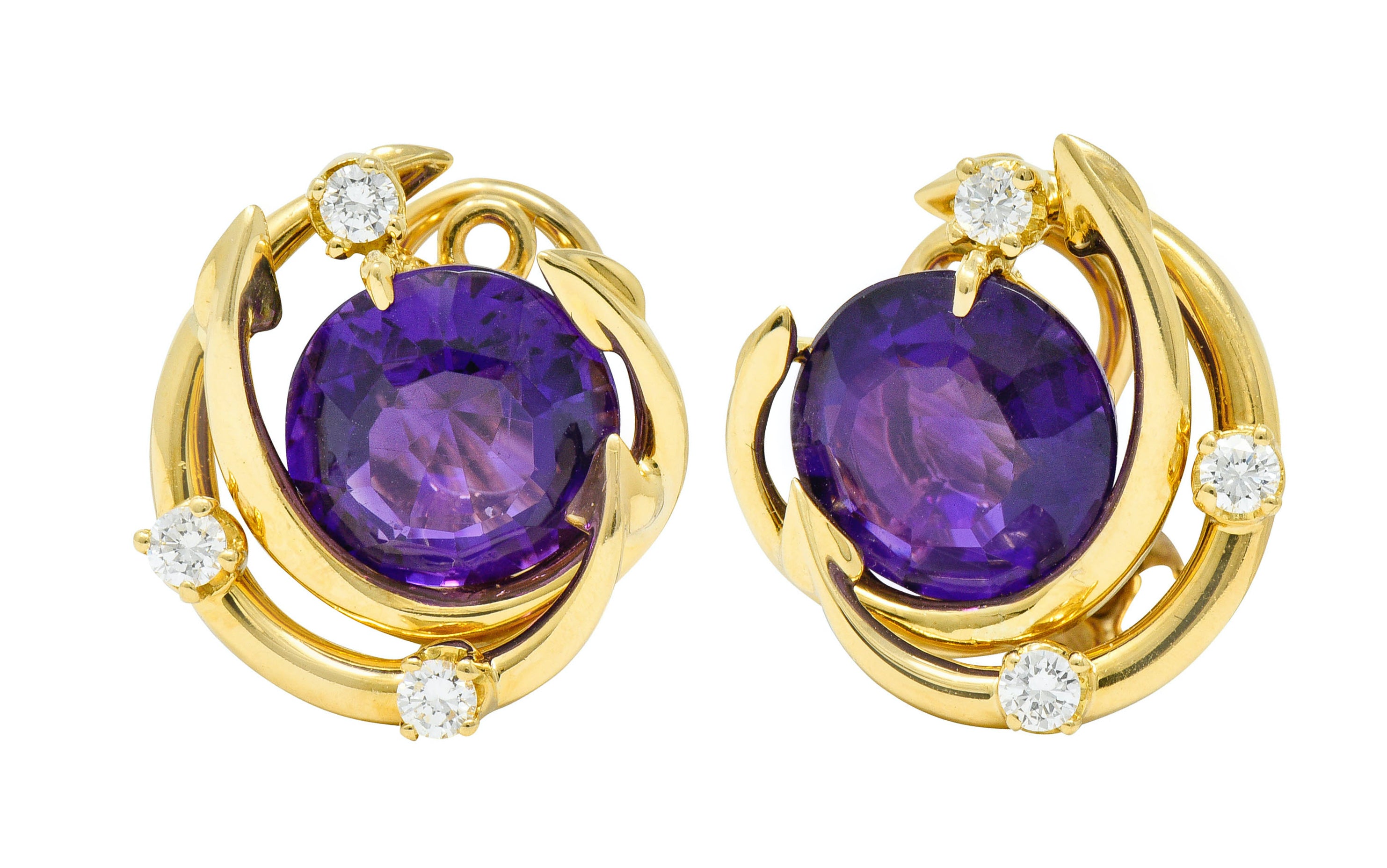 Tiffany & Co. Vintage Amethyst Diamond 18 Karat Gold Ear-Clip EarringsEarrings - Wilson's Estate Jewelry