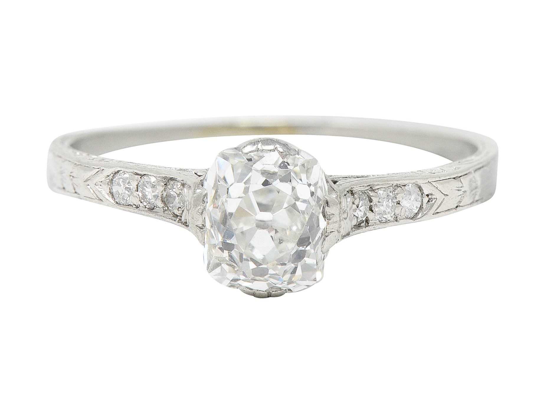 Late Edwardian 0.85 CTW Old Mine Diamond Platinum Engagement RingRing - Wilson's Estate Jewelry