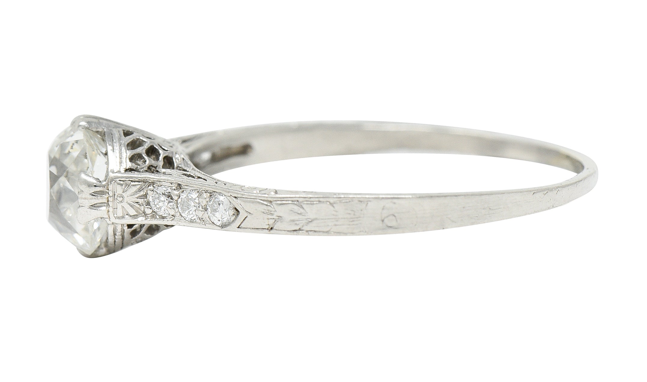 Late Edwardian 0.85 CTW Old Mine Diamond Platinum Engagement RingRing - Wilson's Estate Jewelry