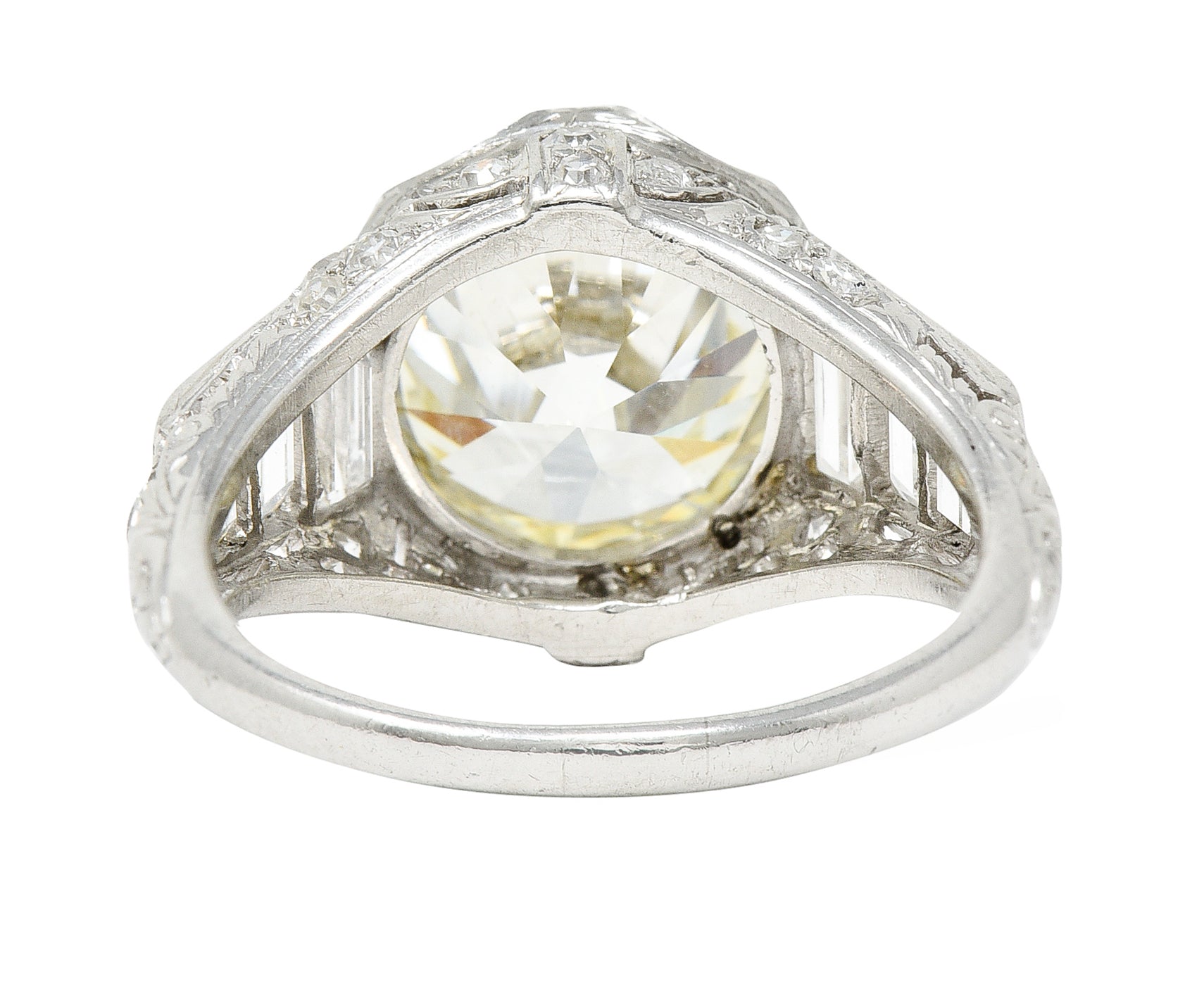 Art Deco 6.01 CTW Transitional Cut Diamond Platinum Engagement Ring GIARing - Wilson's Estate Jewelry