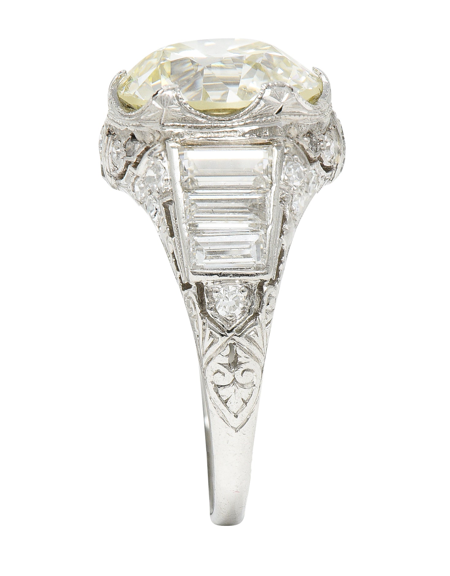 Art Deco 6.01 CTW Transitional Cut Diamond Platinum Engagement Ring GIARing - Wilson's Estate Jewelry