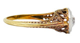 Edwardian 0.64 CTW Diamond Platinum-Topped 14 Karat Gold Filigree Engagement RingRing - Wilson's Estate Jewelry