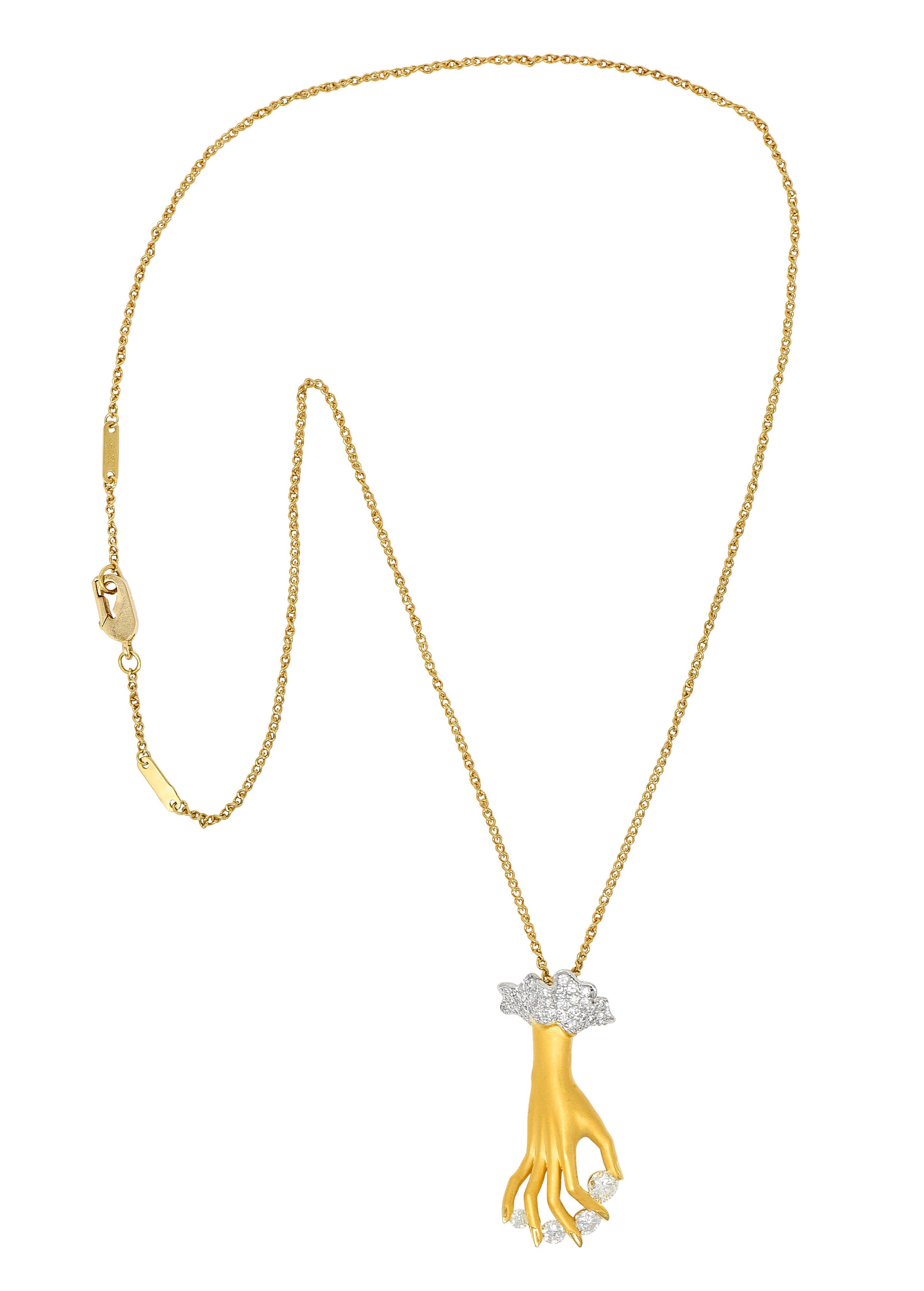 Carrera Y Carrera 1.05 CTW Diamond 18 Karat Two-Tone Gold Las Manos Hand Pendant NecklaceNecklace - Wilson's Estate Jewelry