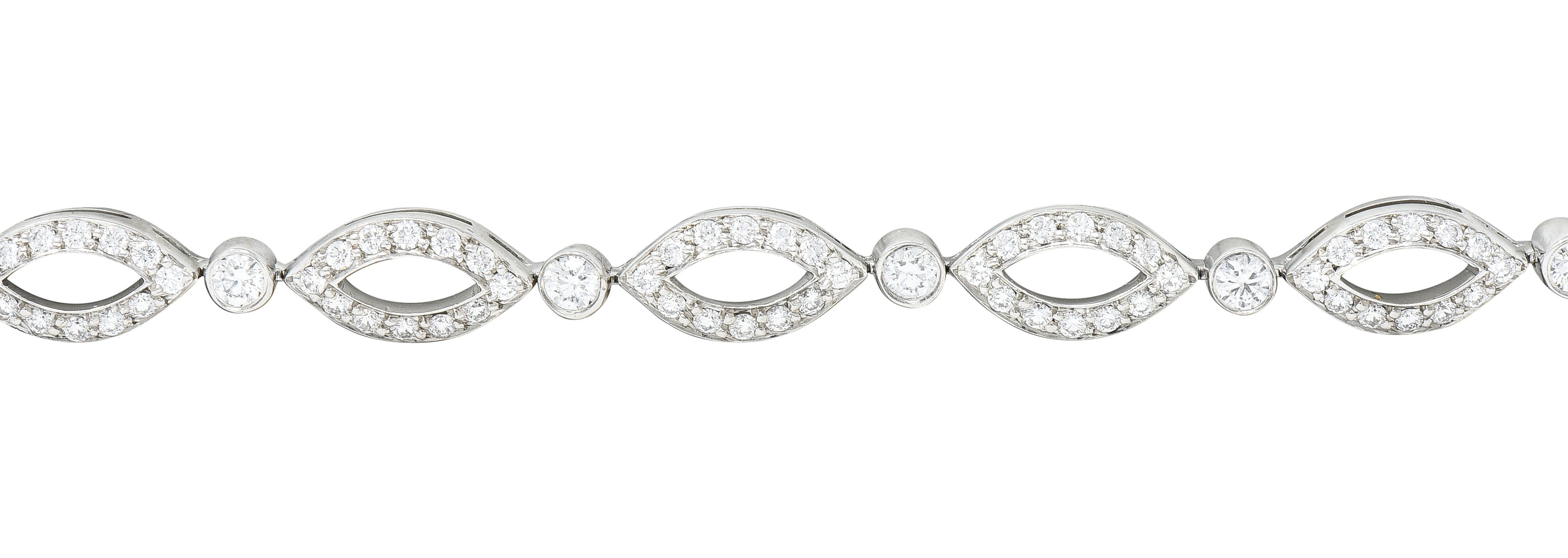 Tiffany & Co. 2.12 CTW Diamond Platinum Navette Jazz Contemporary Line Bracelet Wilson's Estate Jewelry