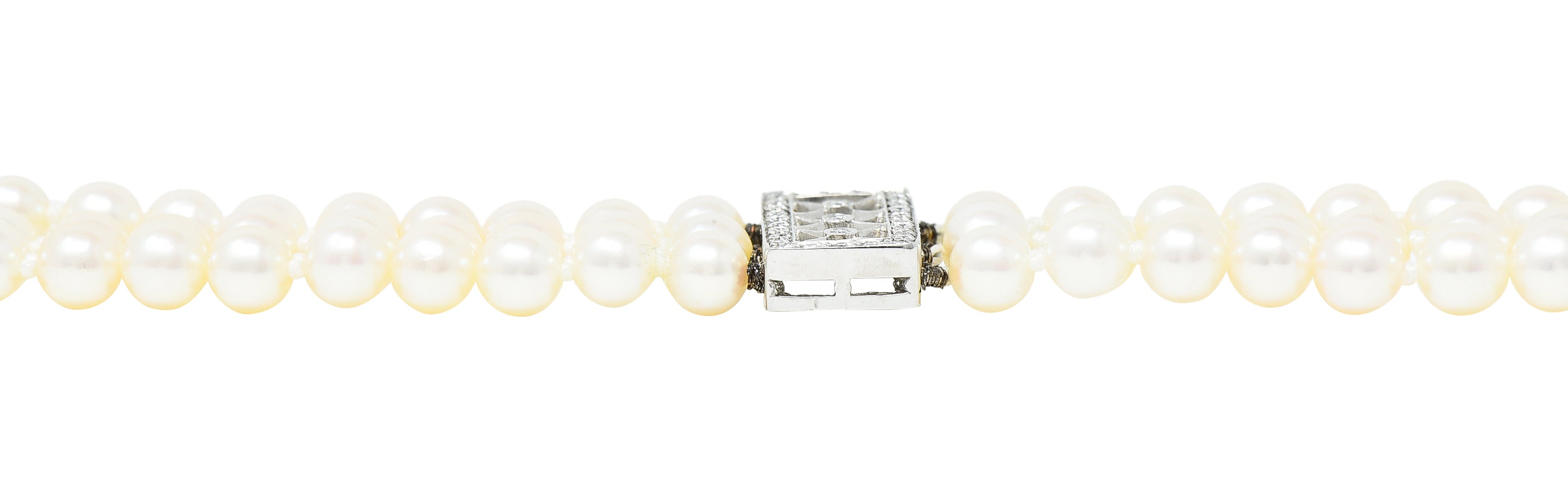 Tiffany & Co. Diamond Pearl Platinum Voile Three Strand Station Bracelet Wilson's Estate Jewelry