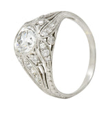Art Deco 1.56 CTW Old European Cut Diamond Platinum Engagement Ring GIA Wilson's Estate Jewelry