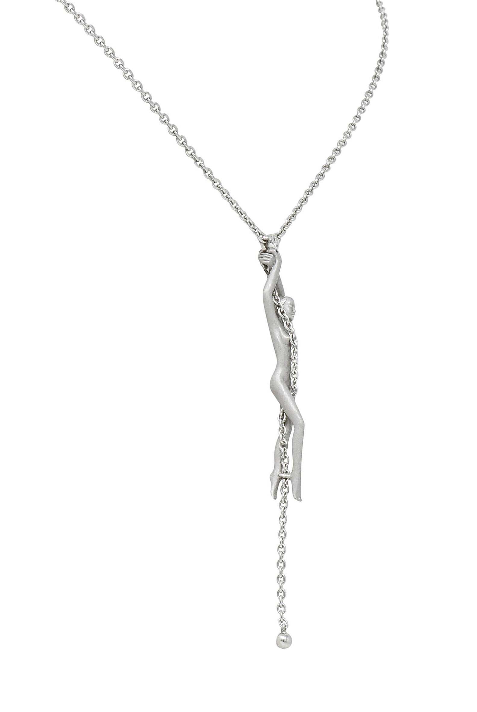 Carrera Y Carrera Diamond 18 Karat White Gold Female Figure Drop NecklaceNecklace - Wilson's Estate Jewelry