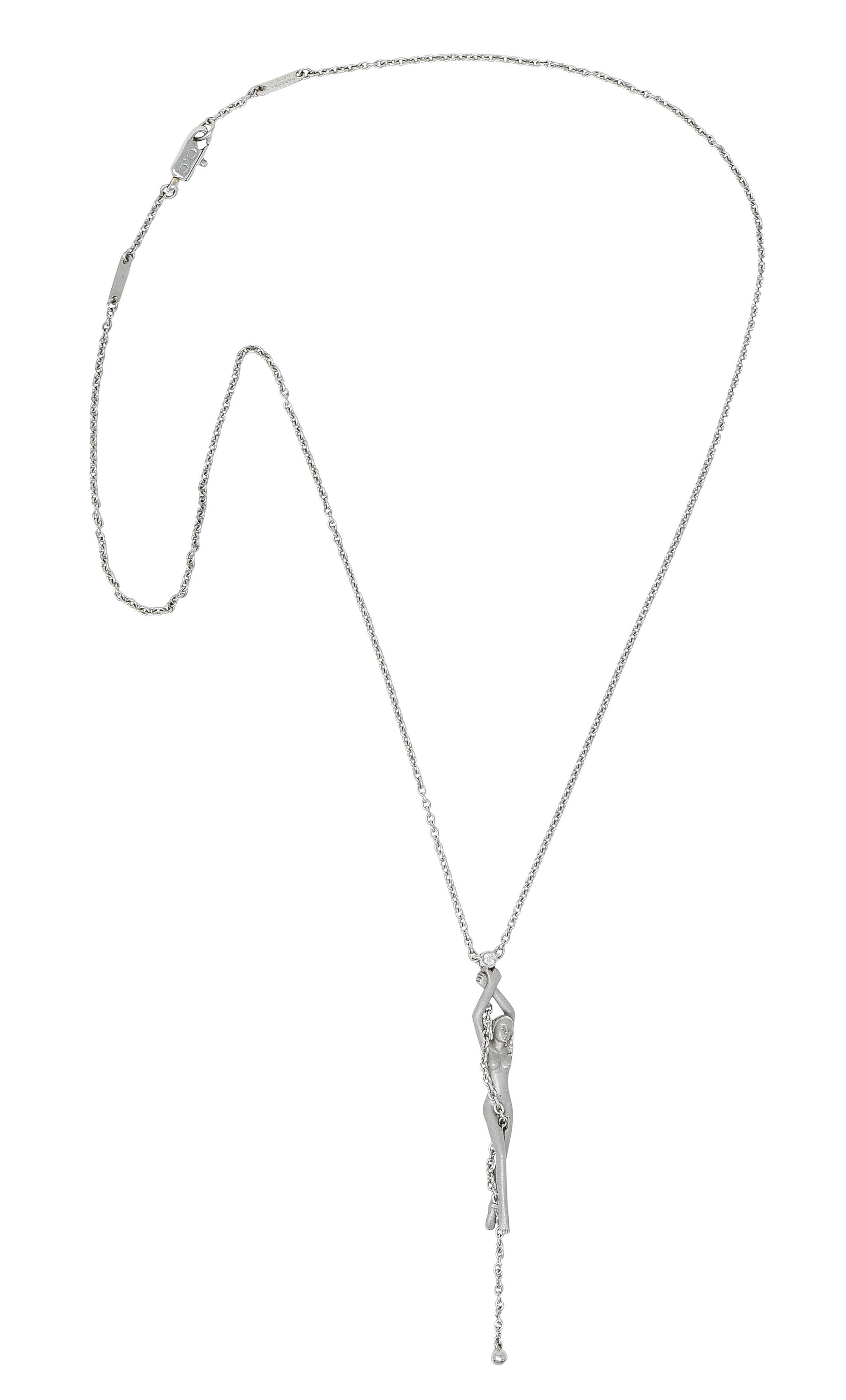 Carrera Y Carrera Diamond 18 Karat White Gold Female Figure Drop NecklaceNecklace - Wilson's Estate Jewelry