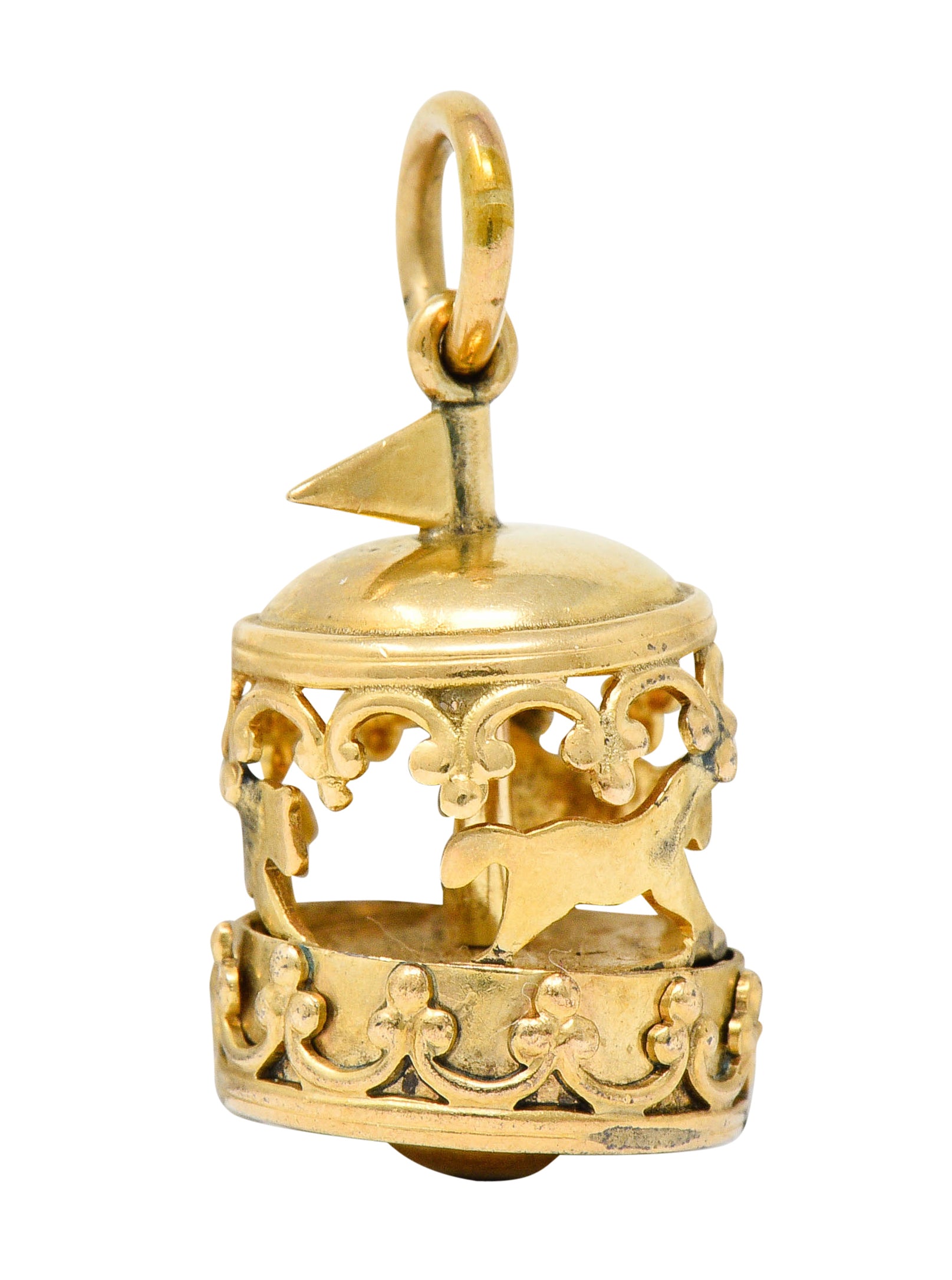 1950's Mid-Century 14 Karat Gold Rotating Carousel Charmcharm - Wilson's Estate Jewelry