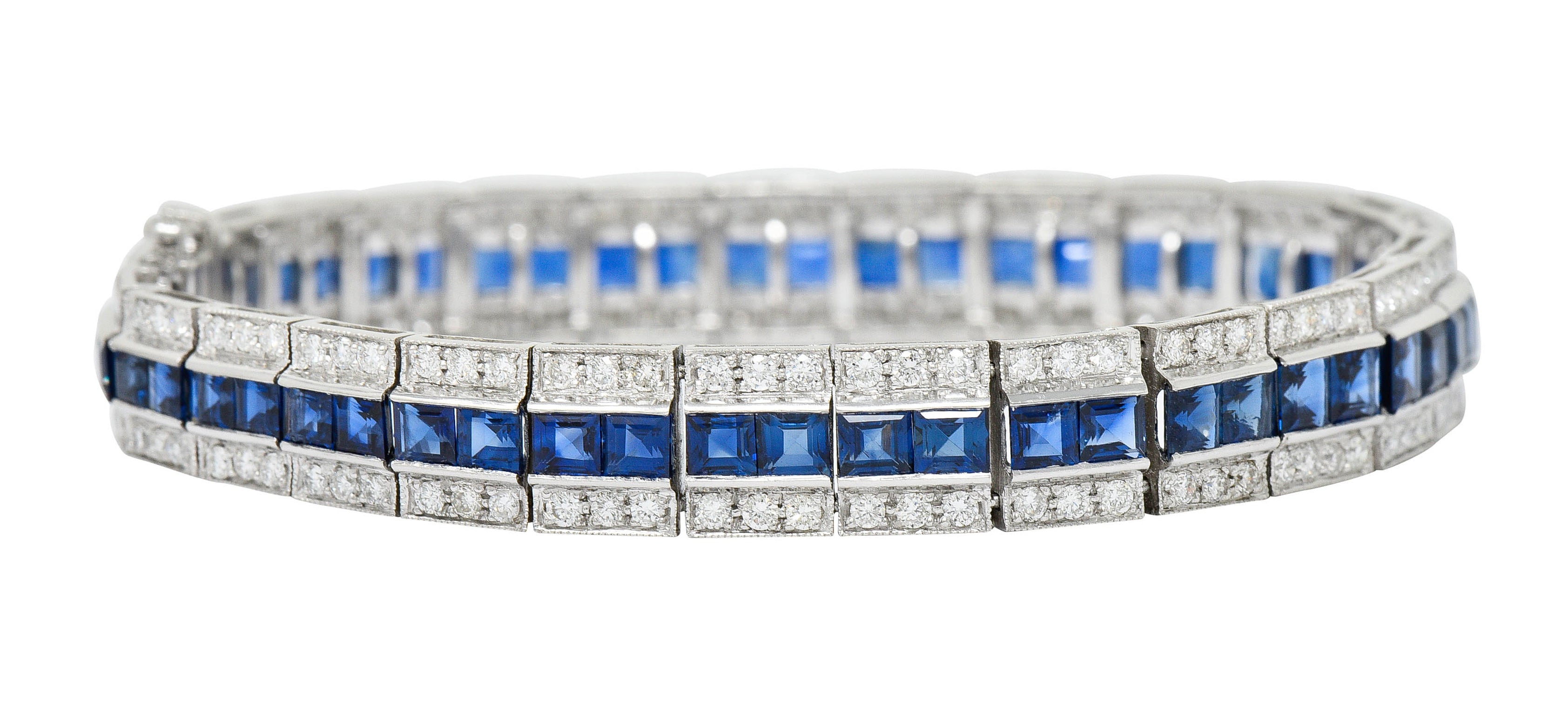 Vintage 13.55 CTW Sapphire Diamond Platinum Line Braceletbracelet - Wilson's Estate Jewelry