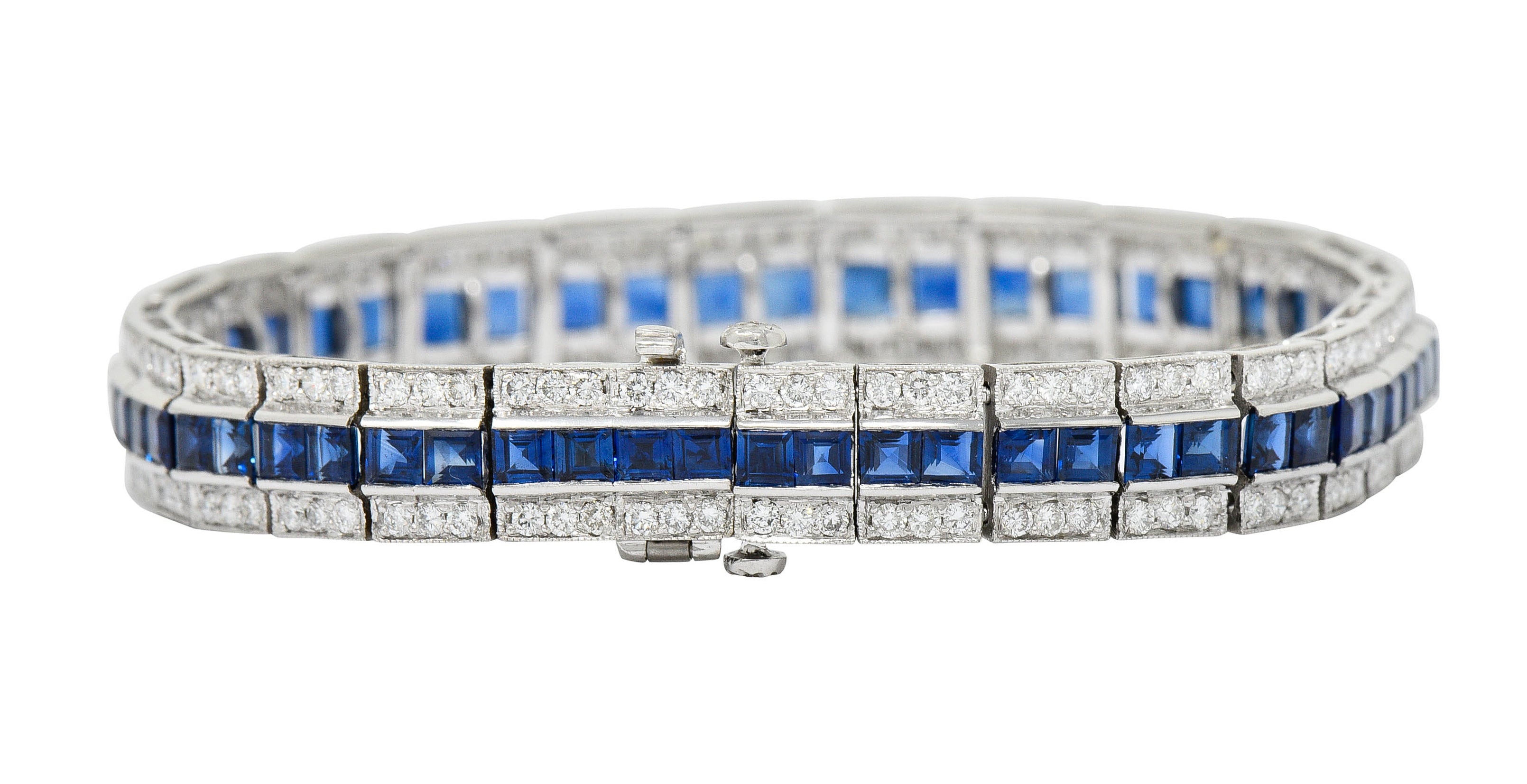 Vintage 13.55 CTW Sapphire Diamond Platinum Line Braceletbracelet - Wilson's Estate Jewelry