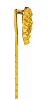 Art Nouveau 18 Karat Gold Grotesque Mask StickpinStick Pin - Wilson's Estate Jewelry