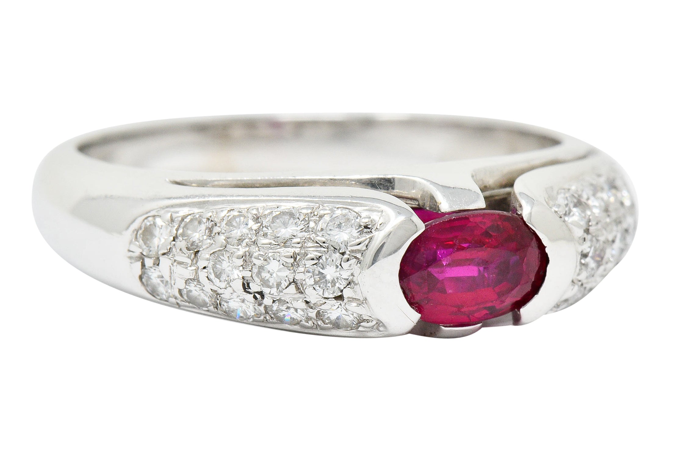 Bulgari 1.07 CTW Ruby Pave Diamond 18 Karat White Gold Band RingRing - Wilson's Estate Jewelry