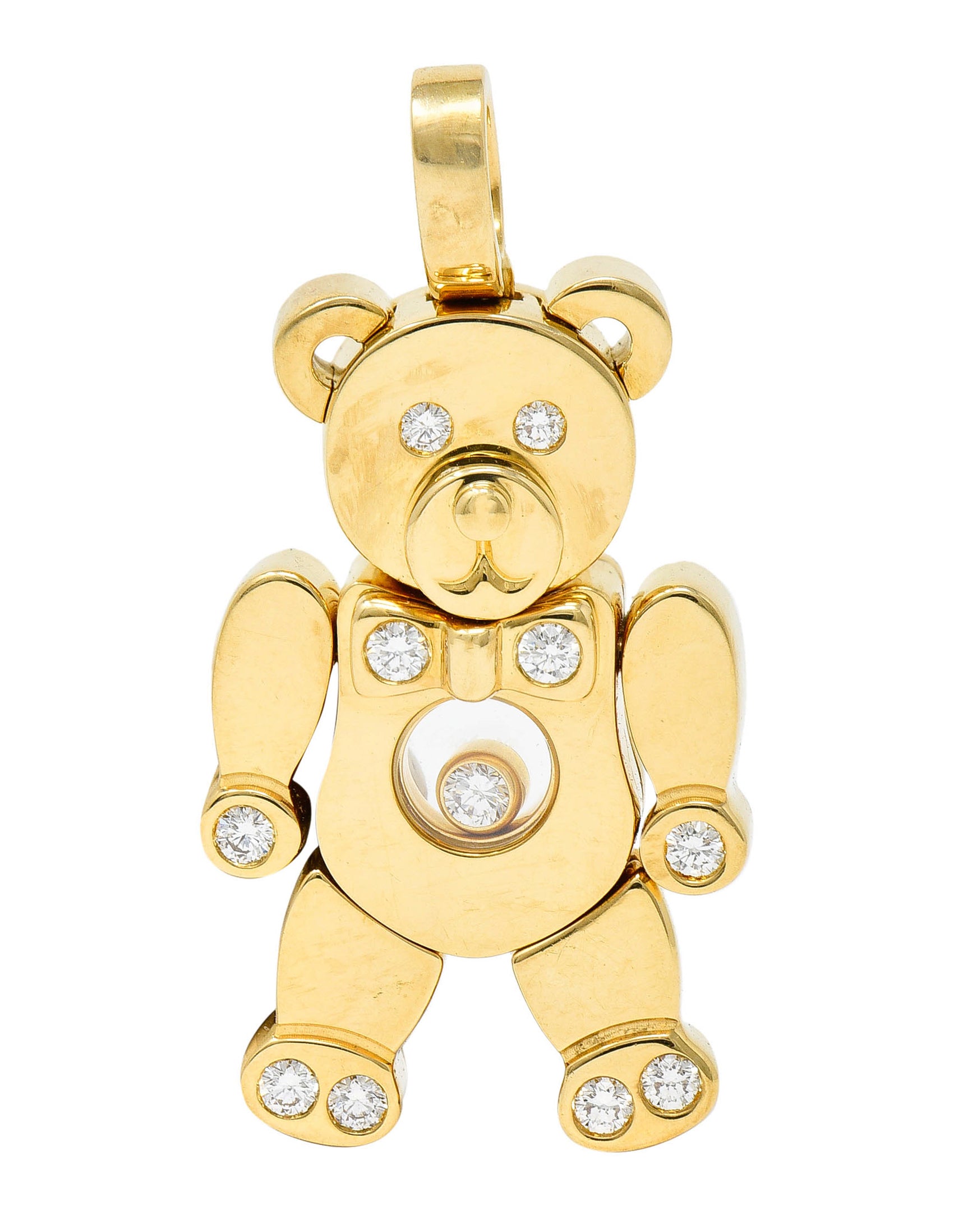 Chopard Diamond 18 Karat Yellow Gold Happy Diamond Bear PendantNecklace - Wilson's Estate Jewelry