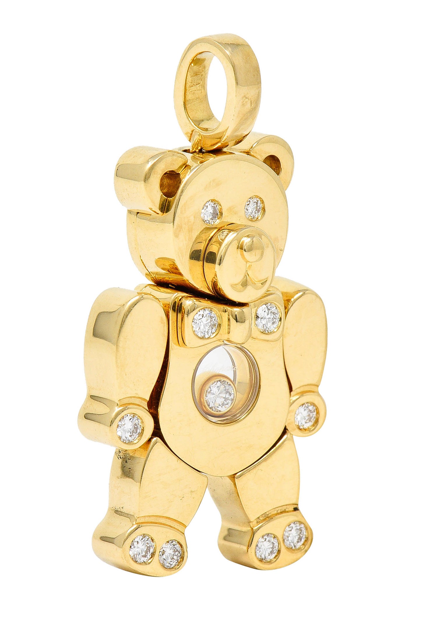 Chopard Diamond 18 Karat Yellow Gold Happy Diamond Bear PendantNecklace - Wilson's Estate Jewelry